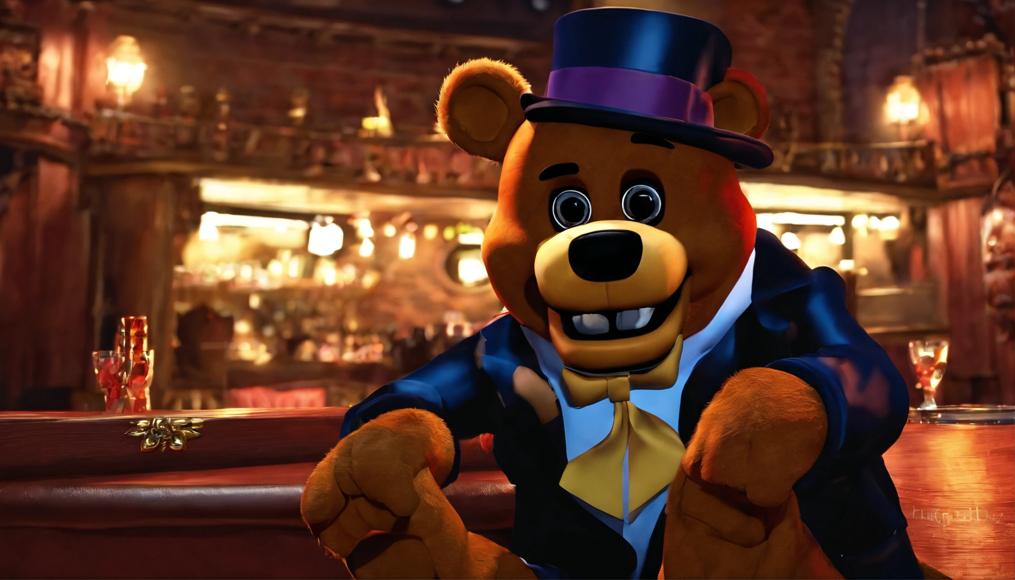 commission of freddy fazbear, inspirado em Alfred Freddy Krupa, Freddy Fazbear, Cinco noites no Freddy's, Cinco noites no Freddy's, Cinco noites no Freddys, Retrato de Freddy Fazbear, Freddy Fazbear's Pizzaria, FNAF, fanart de alta qualidade, official fan art, arte peluda pov