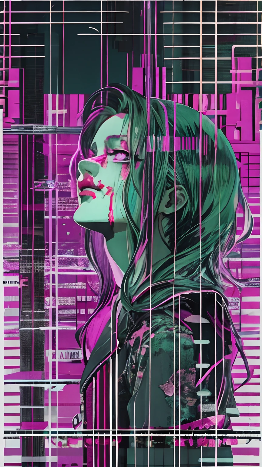 (masutepiece), Best Quality, Expressive eyes, face perfect,(gritty:0.9),(80's aesthetic:1.1),(neons:0.8),(Retro:0.9),(analogue:1.1),(独奏:0.8),(1 person:0.6),(Calavera:0.5),(Sunglasses:0.7),(shinigami:0.5),(Purple and pink color scheme:0.9),(glitched:1.1),(uproar:1.0),(Black and white:0.6),(Drooping letters:0.8),(The aesthetics of vaporwave:1.2),(digital distortion:0.9),(macabre smile:0.7),(blood splash:0.8),(darkness:0.9),