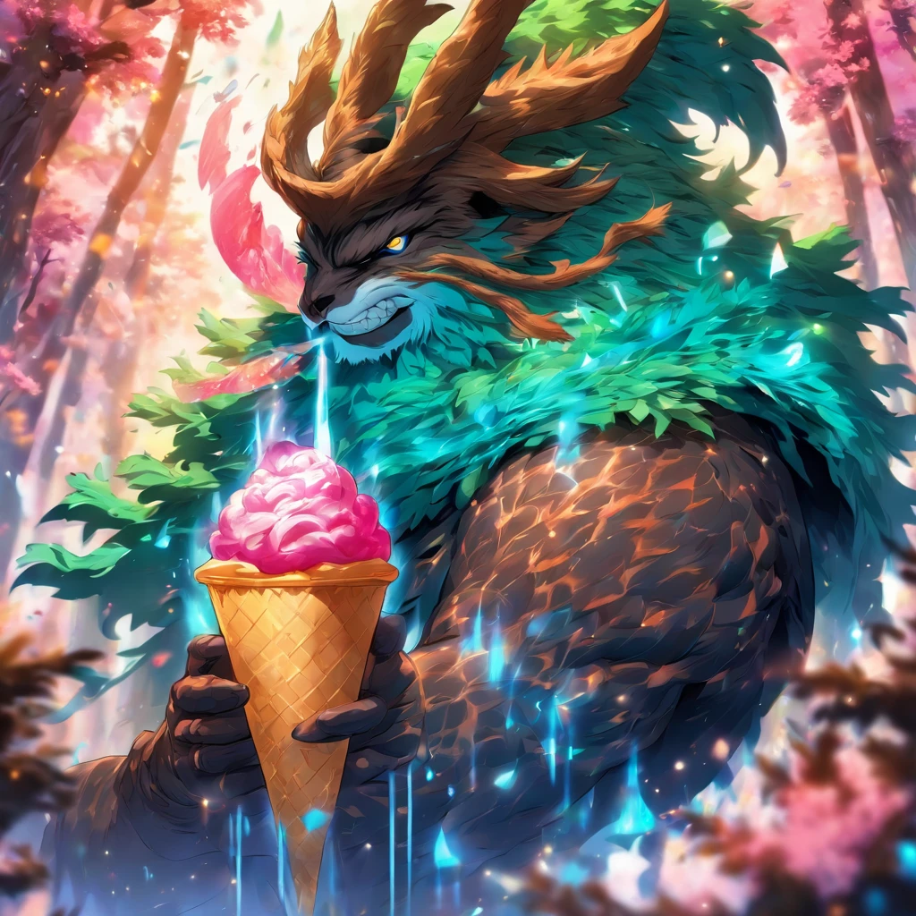 Un caballero con aspecto inspirado en un helado de vainilla, magic forest, fantasy, Character Design