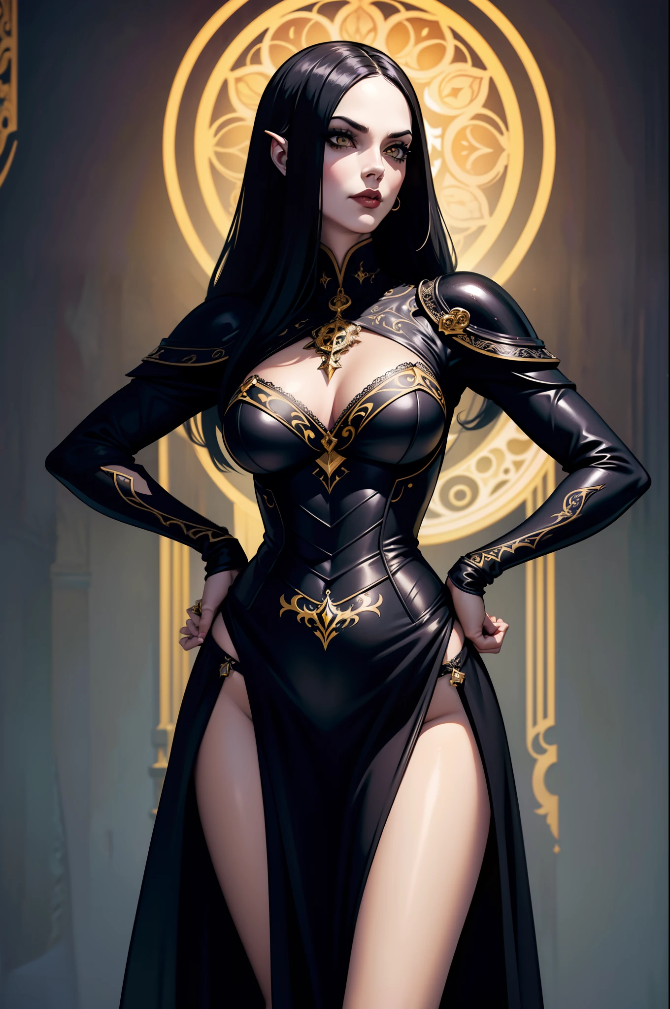 woman in elegant dress, pose with an air of decisive action, becomes the subject of a chilling work of art, manga inspired.. Her perfect eyes are visible in the frame., fizzy, with complex texture, which invites exploration. The influence of Goblin Academy is palpable in this work.., where sharp black and white contrasts brilliantly highlight every detail, which you don't pay attention to.. Studio Ghibli's signature storytelling essence is imbued, how the lady's enchanting gaze attracts the viewer - the perfect combination of beauty, danger, and secret. (Best quality, A high resolution:1.2), 1 woman,