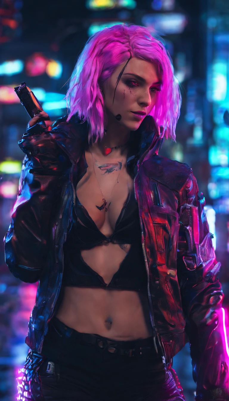 estilo the witcher 3, guerreiro dentro de um bar, cabelo branco, fisico forte, cenario dark ultra realista 8k