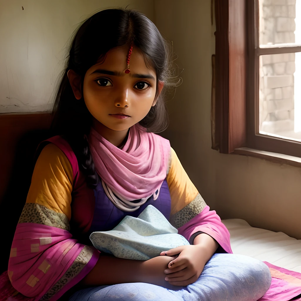 Bangali girl with quilt