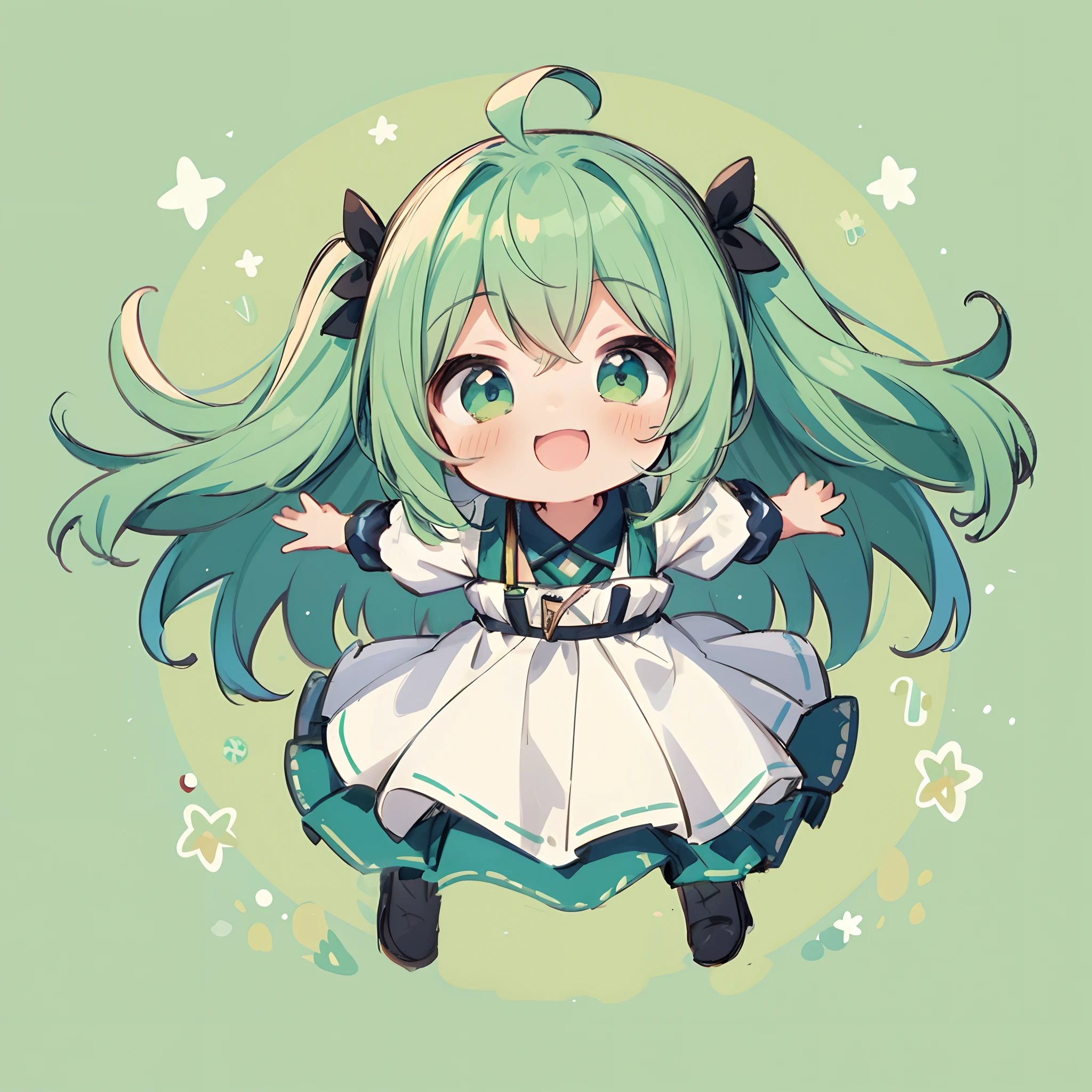 Anime character with green hair and white dress, Mikudayo, anime moe art style, anime chibi, Chibi Anime Girl, small curvy loli, watercolor Nendoroid, Cute anime girl, Cute Anime, Cute anime waifu in a nice dress, Chibi Girl, VOCALOID, pixiv, Anime girl with teal hair, Chibi Art, small loli girl