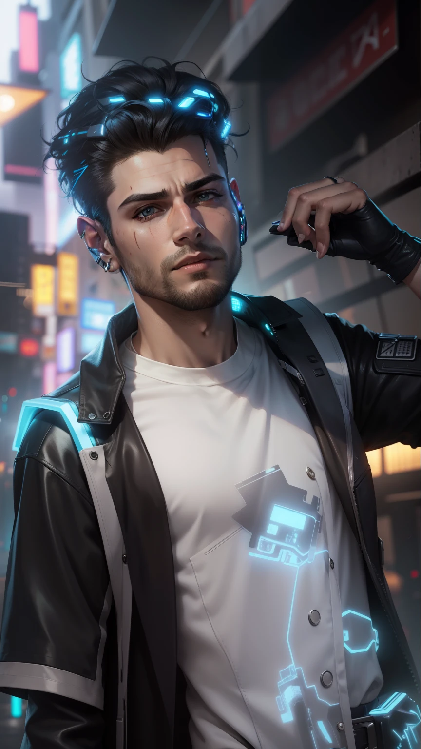 Change background cyberpunk handsome boy realistic face 8k ultra realistic