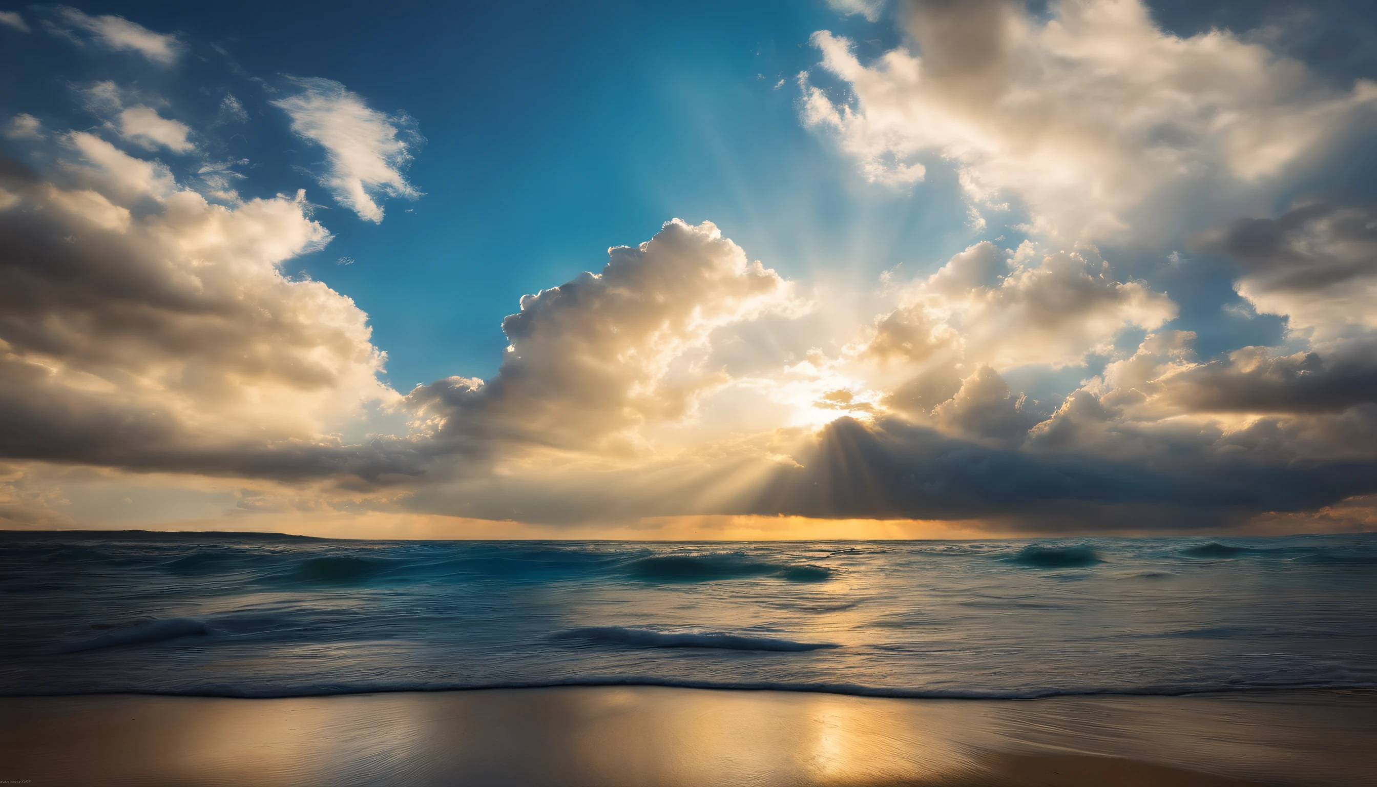 (best quality,photorealistic:1.37),azure sky,same big white clouds,light colors,rays of daylight,masterpiece
