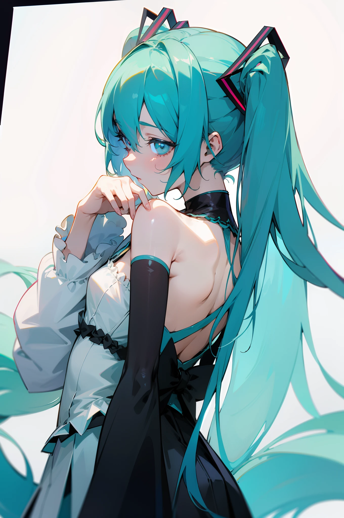 miku hatsune、top-quality、full bodyesbian、delicate、ornate、Contrasty、cute little