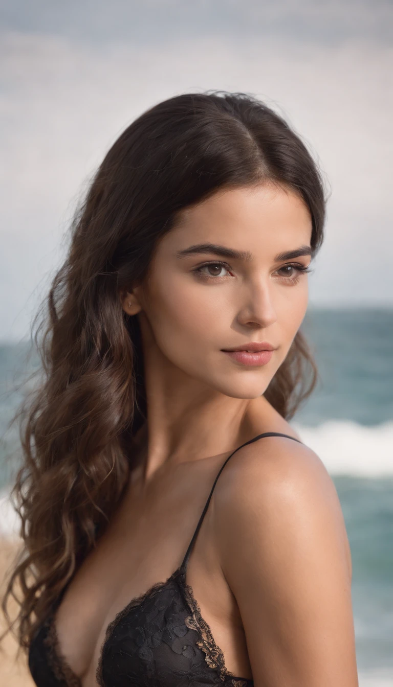 mulher sexy, 20 anos, magra, athletic, pele bronzeada brilhante, seios enormes, cintura fina, cabelo preto, lingerie branca, realista, fotografia, real, natural