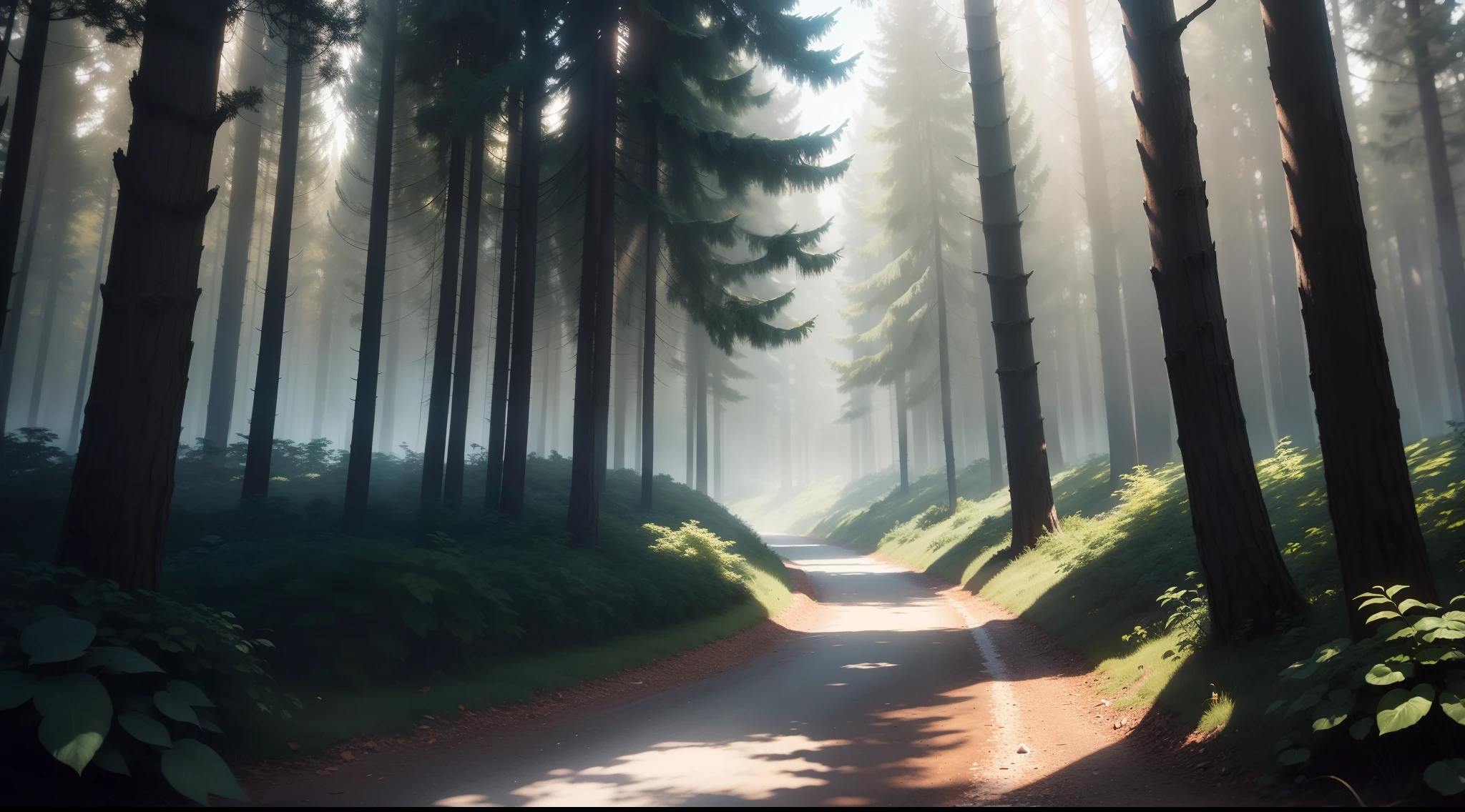 bsurdres, highres, ultra detailed, (no human:1.3), BREAK , Create an image using a prism effect, with light refracting and creating a colorful, kaleidoscopic appearance. BREAK , capturing a wide field of view with a distinctive, curved perspective. BREAK , Capture a forest path, with towering trees that are moving with the wind, dappled sunlight, and a sense of tranquility and natural beauty. BREAK , Illustrate a monochromatic world, using only shades of black, white, and gray to convey depth, emotion, and a striking visual impact.