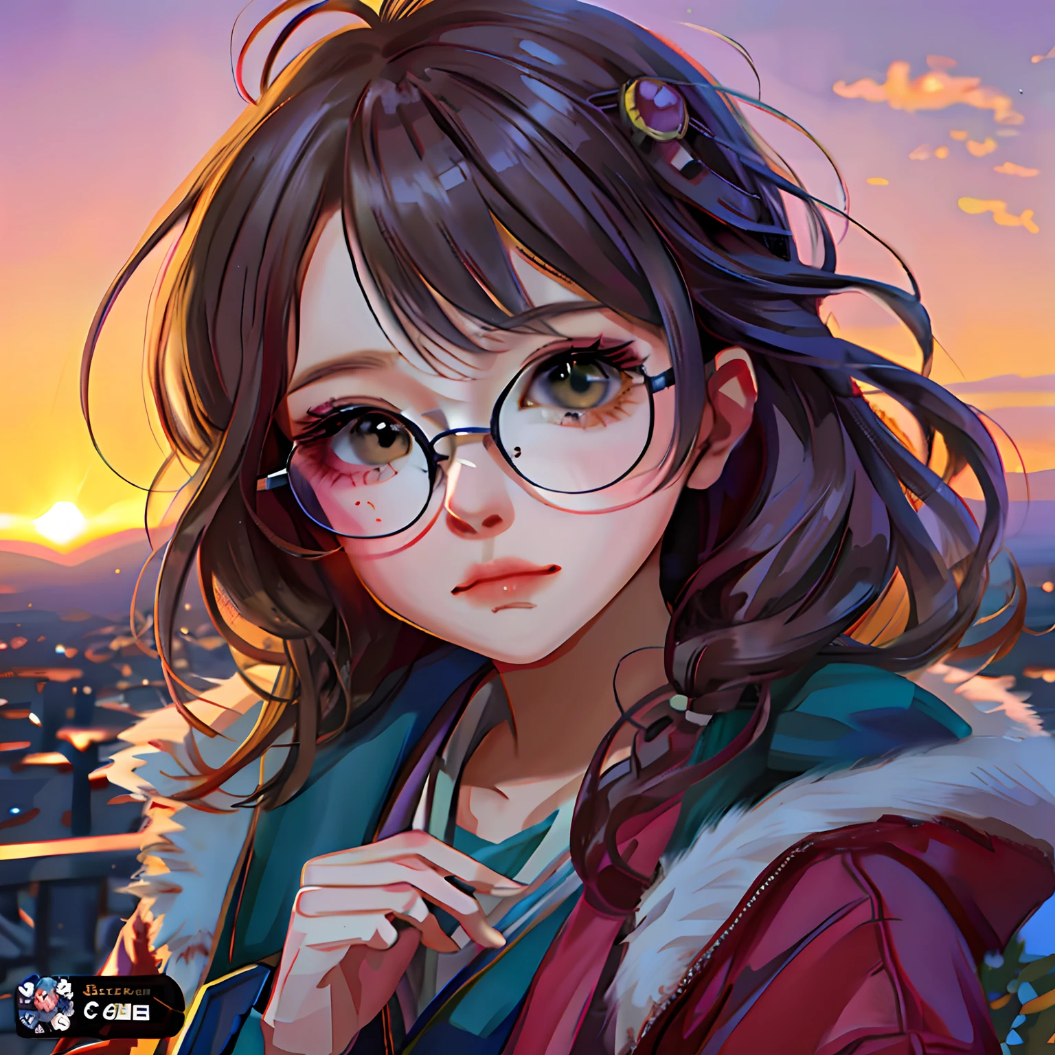 Anime girl looking at camera with glasses and red jacket, Guviz-style artwork, Anime style portrait, Kawaii realistic portrait, detailed portrait of an anime girl, a beautiful anime portrait, Anime moe art style, Detailed digital anime art, Digital anime illustration, realistic anime artstyle, Cute anime girl portrait, portrait anime girl, Realistic anime art style，Nosebleeds，wounded，Painful expressions，Toilet background，Bleeding from the chest