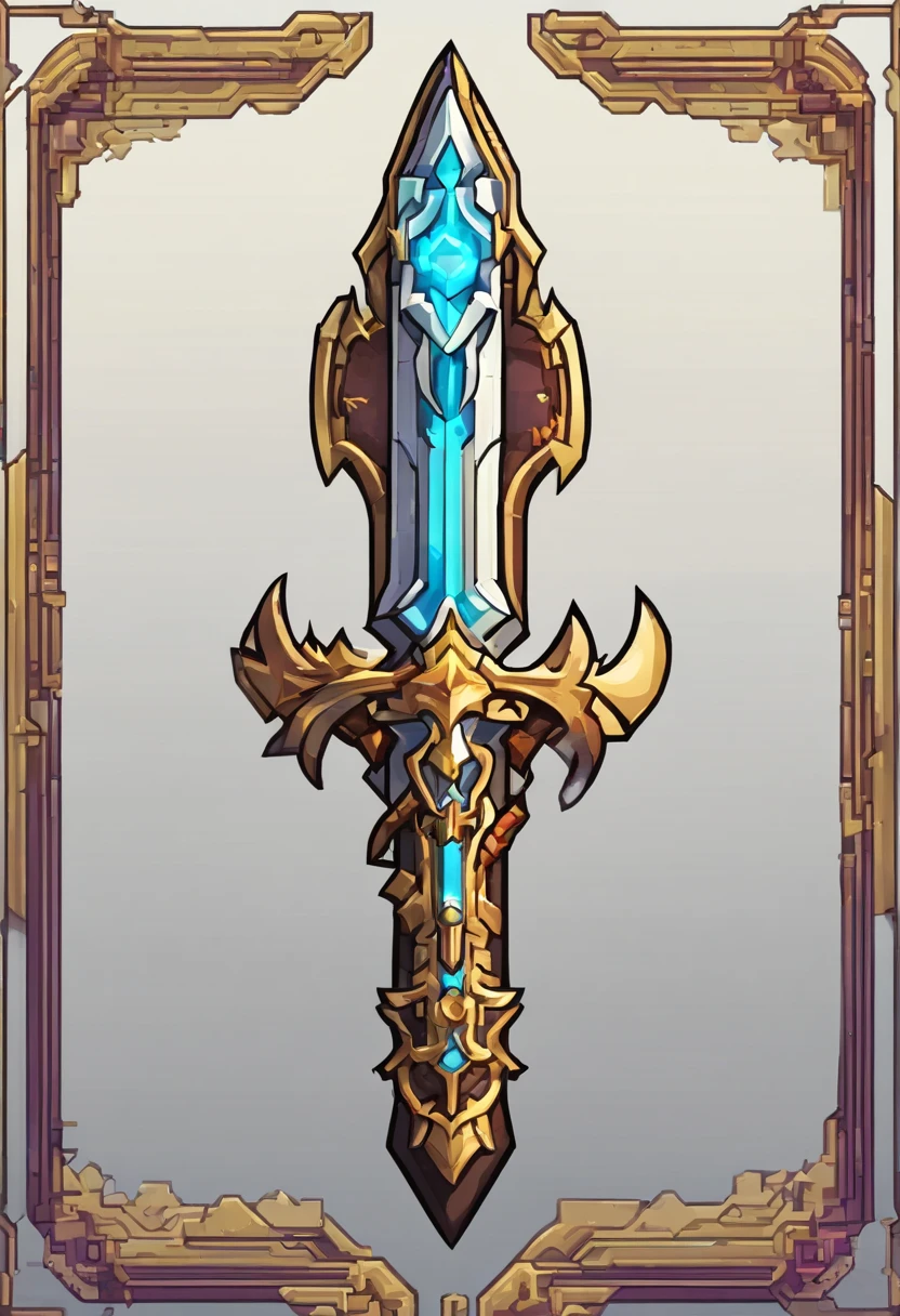 um close up de uma espada com um design dourado e roxo con una rosa blanca, design de espada, espada de fantasia, espada enorme, arte da arma do RPG de fantasia, espada bonita, espada grande, Espada de fantasia de guerreiro, espada grande, Espada de Ouro, epic fantasy weapon art, war blade weapon, arte de armas de warcraft blizzard, arte conceitual de arma, intricate fantasy spear, Espada de corrente no outro, Item de jogo de RPG, espada dentro do escudo, estilo terceira classe Ronan do jogo Grand Chase, preto com detalhes dourados