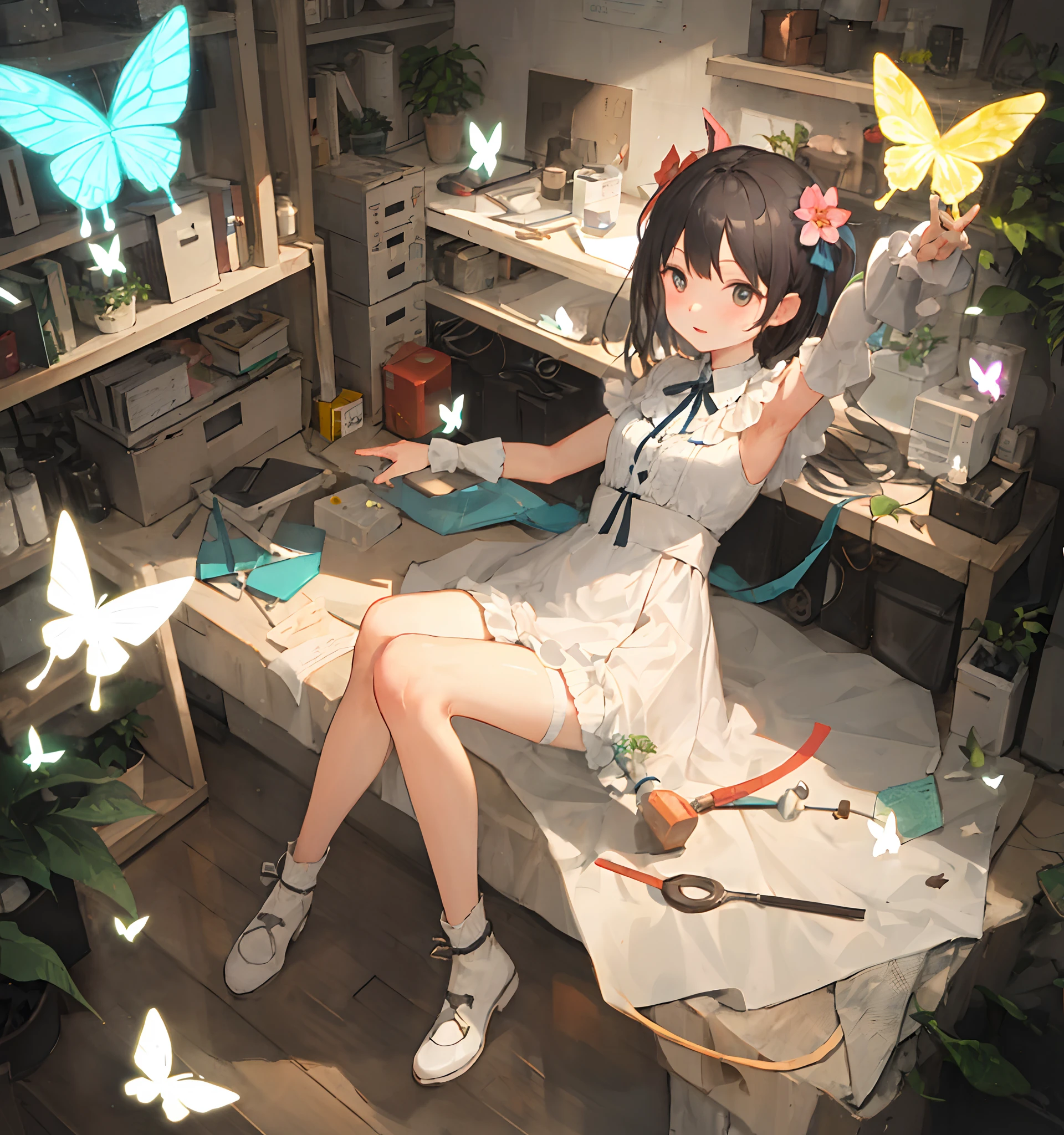 blooming butterfly dark background