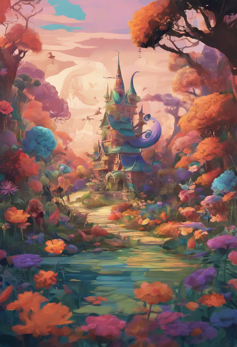 Artwork inspired by Yulia Brodskaya, paper quilling, Ratatoskr, adire texture, garden colors, intricate detail, cinematic lighting, epic