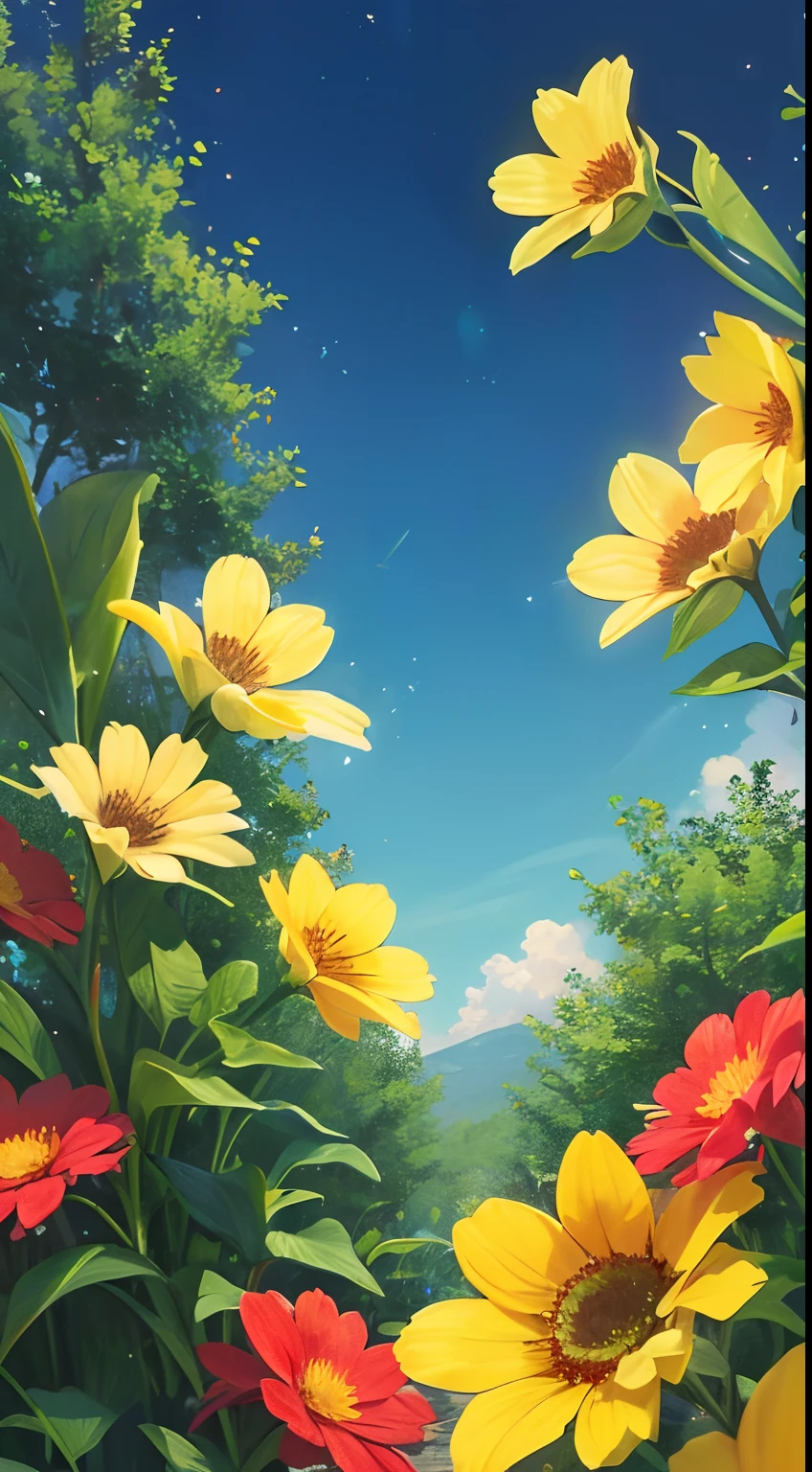 High quality, high detail, 8K, aesthetics, flower language, beautiful poetry, sparkling, glowing, flowers, art station rendering, ultra-wide lens, high definition