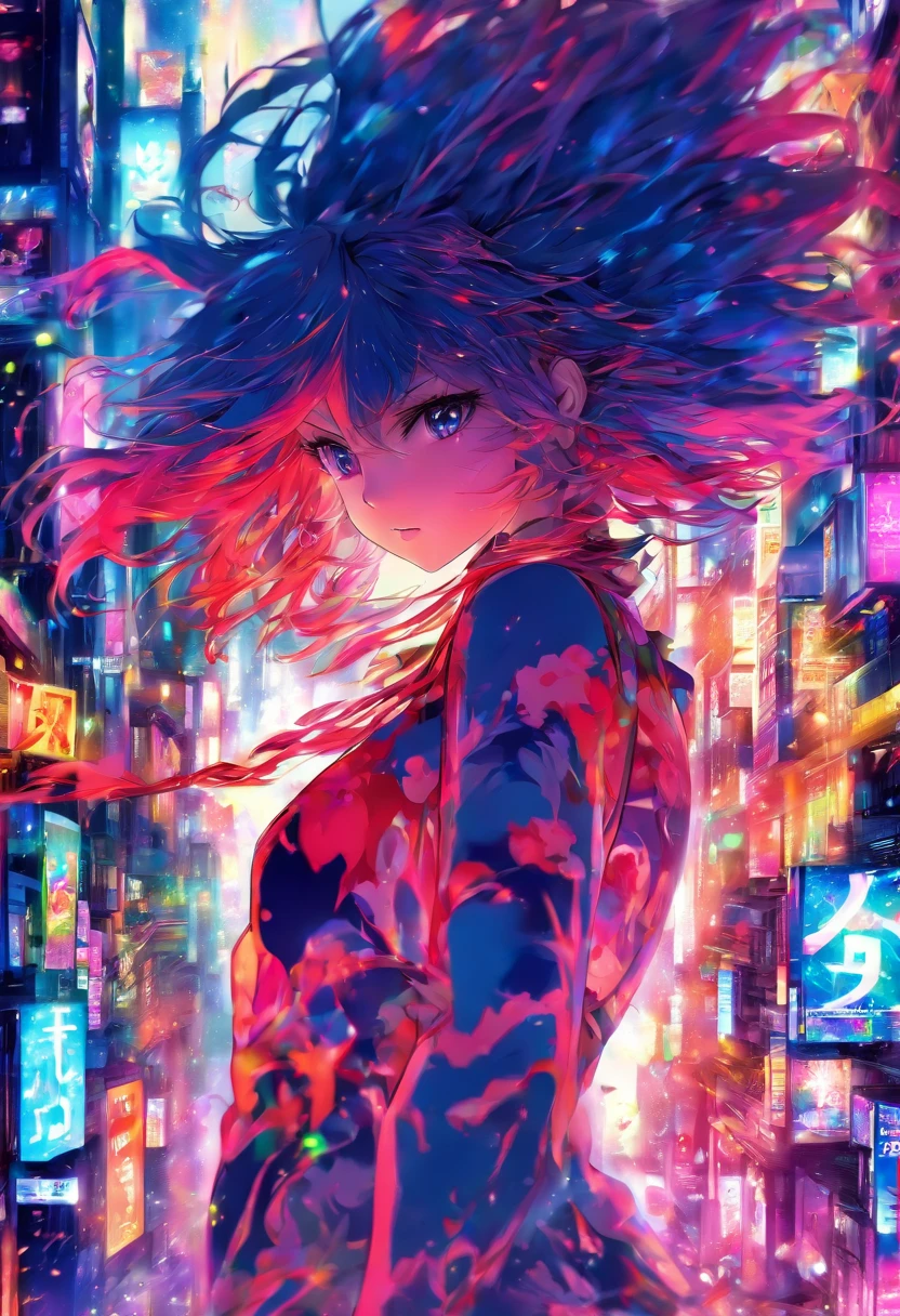 A woman with long hair standing in a city at night - SeaArt AI