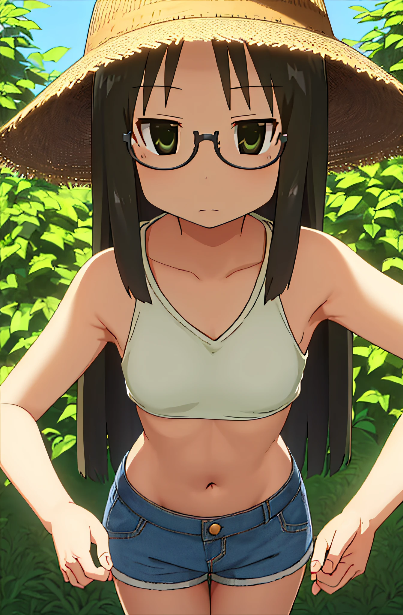 highest quality, masterpiece, High resolution, alone, {Saito_maple_encouragement for mountain climbing:1.15}, black_hair, Glasses, blush, length_hair, hairclip, hair_ornament, green_eye,1girl,masterpiece, expensive quality, very_expensive_solve, big_file size, full color,(completely nude:1.2),pussy,niplles,(vaginal sex:1.2),(ddler:1.6),(chibi:1.3),(flat chest:1.5),