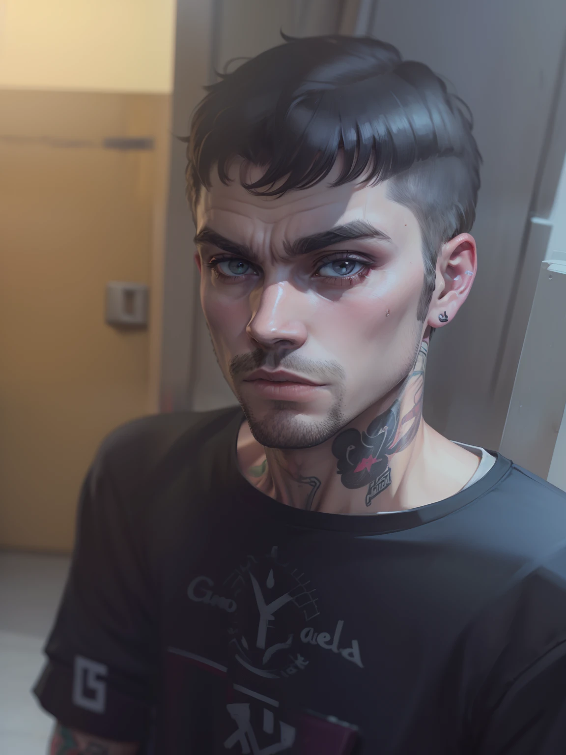 Change background,(GTA v)) Lil peep's style looking into the camera ((holding a Bible)), ((Roupas grifes)), estilo de rua, Carregando grito, ((GTA V completo)), ((cinemactic)), solo, obra prima