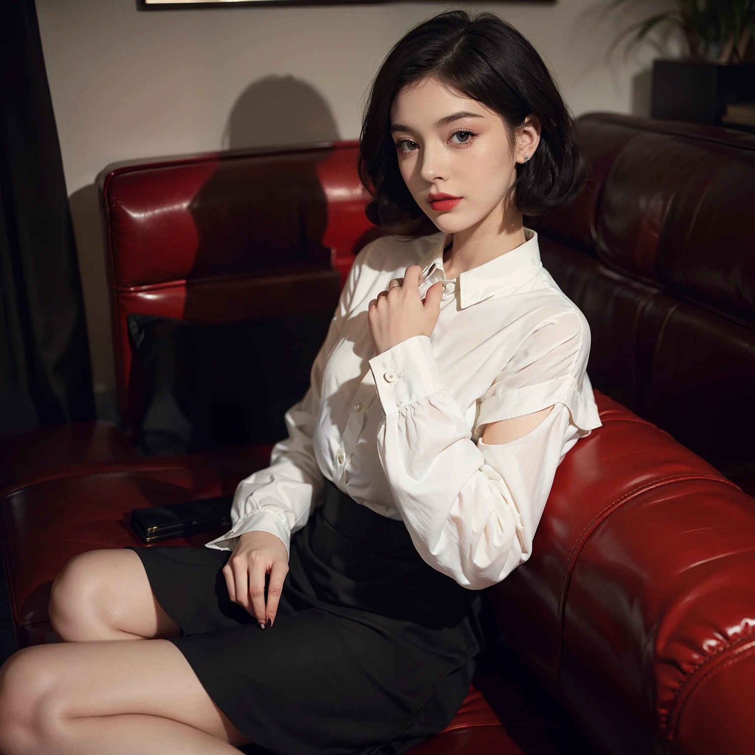 Mallory Malone's costume description is very detailed and、、Features a unique and interesting style. In a white long-sleeved blouse of your choice、A fitted black knee-length skirt with red accents creates a striking visual contrast. The addition of a black heel with ankle strap is、Adds a classy touch to the look. Apart from clothes, Vintage 1950s Bob Hairstyles、Adds a retro and timeless element to Mallory Malone's style. This type of hairstyle is、Known for its neat and short appearance, Typically、Jaw length with both ends turned inward. This hairstyle selection is、Add a vintage touch to the look、Complements Mallory's overall style. Makeup also plays an important role in the appearance of Mallory Malone. Although there are no specific details about makeup mentioned in the description, It is possible to imagine that she may be rocking a 1950s-inspired look.