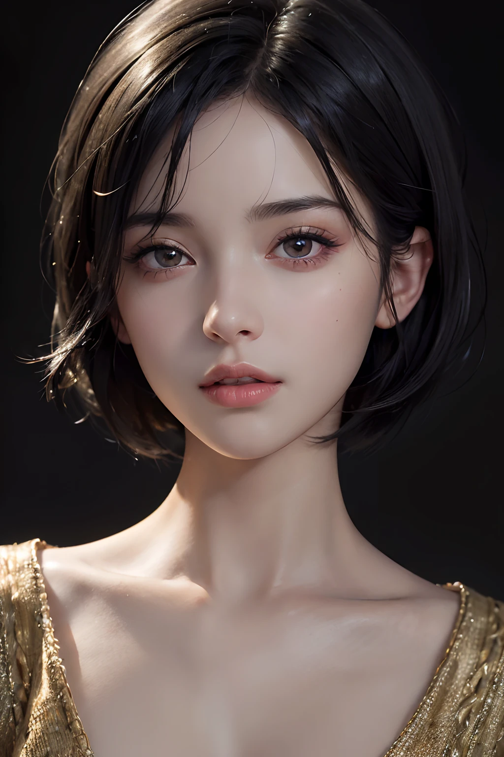 (masterpiece:1.3), (8k, photorealistic, RAW photo, best quality: 1.4), (1girl), beautiful face, (realistic face), (black hair, short hair:1.3), beautiful hairstyle, realistic eyes, beautiful detailed eyes, (realistic skin), beautiful skin, (sweater), absurdres, attractive, ultra high res, ultra realistic, highly detailed, golden ratio