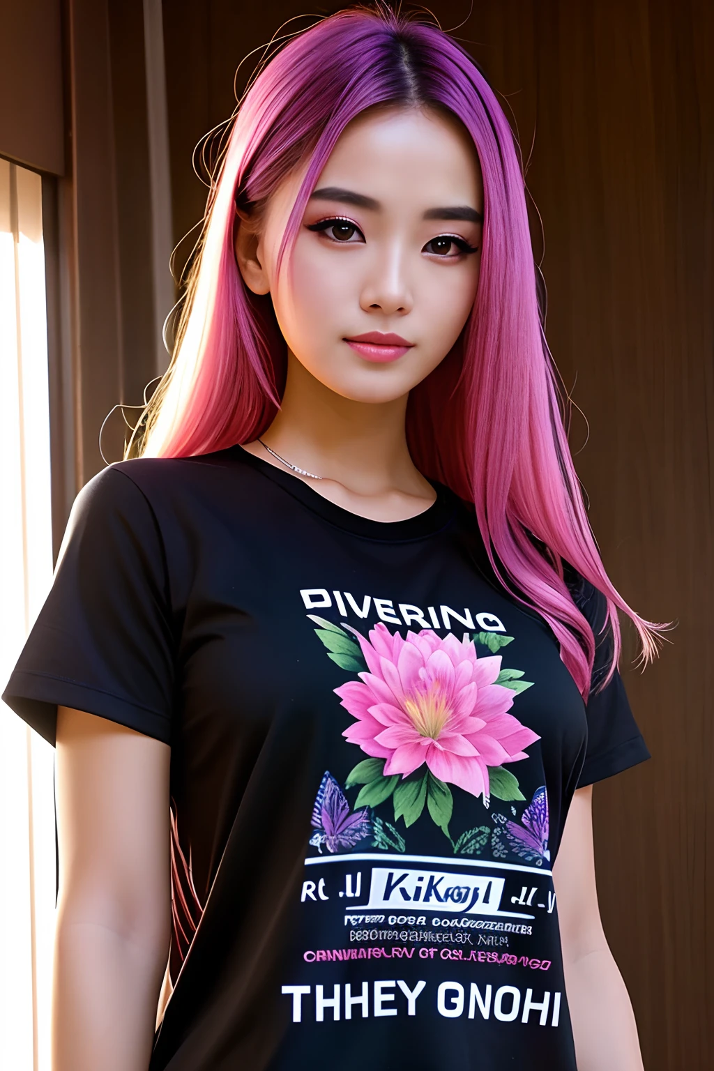 (Cyber Dutch_v2:0.99), A sexy, model shoot tyle, (Highly detailed CG Unity 8k wallpaper), photo of the most beautiful artwork in the world, Professional majestic photos, 8K UHD, Digital SLR, Soft lighting, hightquality, film grains, High Details, foco nítido, Dramatic, (Wearing a punk T-shirt), (Watching the viewer), (Detailed eyes) , (natural soft light), (a closeup), (魅惑的)