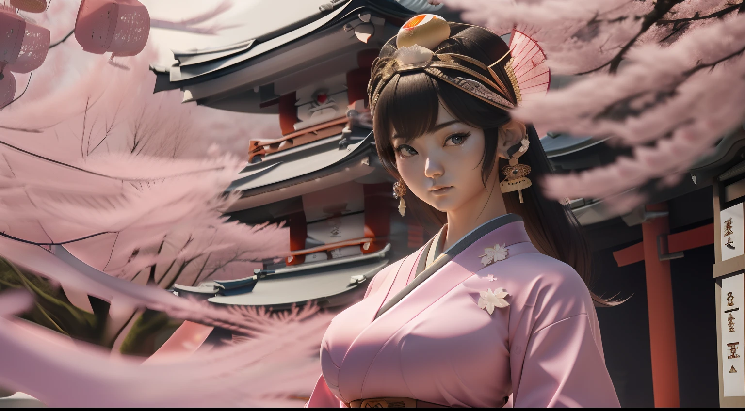 3D model, 3dmdt1, 3d render, photo photorealism photorealistic upper body shot , (many beautiful Japanese goddesses:1.9) in pink fashion of completely different designs , sharp focus , outdoor, looking at the viewer, gigantic breasts, cinematic lighting