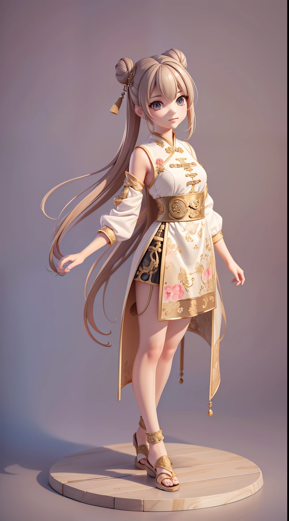 (Masterpiece, Best quality:1.2), 3 d desenho animado,1girll,Solo,Light brown hair, Chinese hair bun, Oriental antique,surrealism, Super detail, ccurate, Best quality, hyper HD, Masterpiece, Anatomically correct, A high resolution, 16k