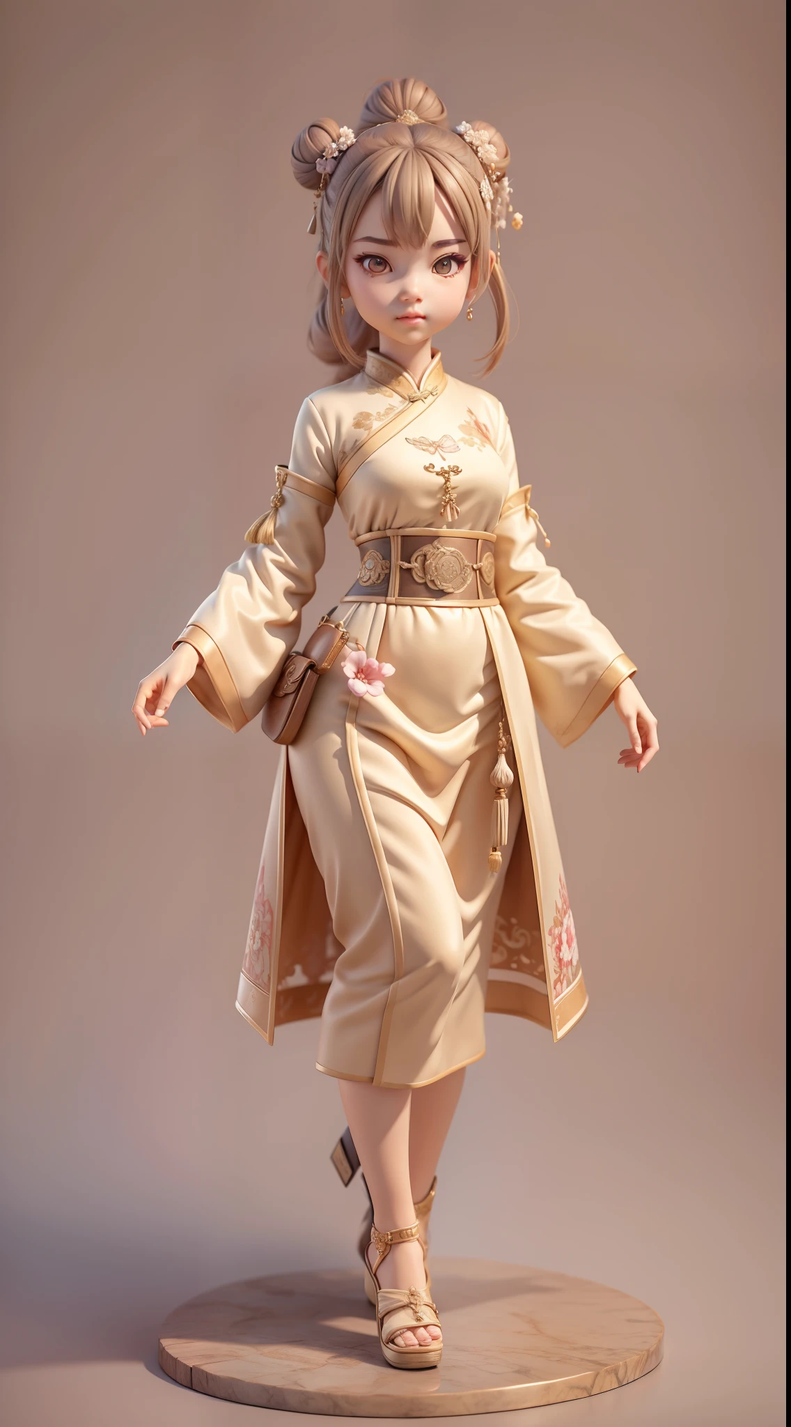 (Masterpiece, Best quality:1.2), 3 d desenho animado，1girll,Solo,Light brown hair, Chinese hair bun, Oriental antique，surrealism, Super detail, ccurate, Best quality, hyper HD, Masterpiece, Anatomically correct, A high resolution, 16k