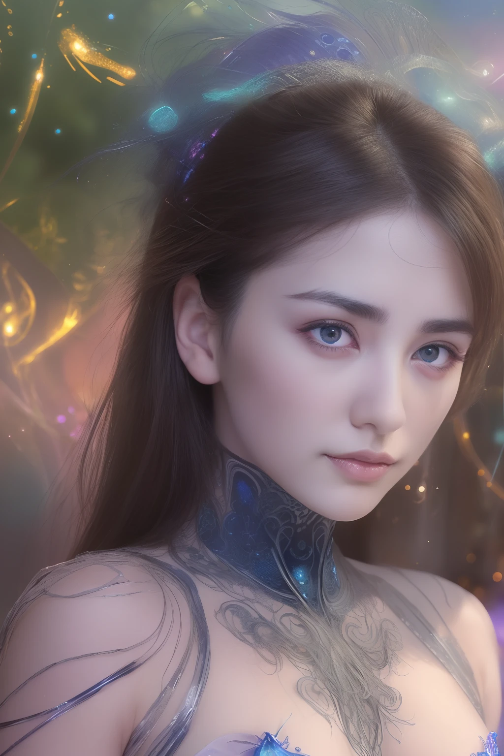 (Expression of ecstasy:1.2), From Side, Photorealistic, Official art, Unity 8k wallpapr, 8K Portrait, Best Quality, Very high resolution, (Incredibly beautiful nature background:1.6), One girl, One beautiful teenage italian girl, sixteen years old, Obscene, (Sexy and glamorous:1.1), (A coquettish expression:1.6), (small breasts with raised pink areolas,,,,:1.6), Vulgarity, (seductively smiling:1.2), (full body1.0), (erotic posing:1.5), (Magic Attack Pose:1.6),(magical effects like sparkles or energy:1.5), (Electric shock from hands:1.1), (Detailed blue bodysuit with beautiful fractal or marble design:1.5), (Beautiful and d delicate ruby, topaz, emerald and sapphire jewelry:1.45), Beautiful seductive face, Portrait, (Thick eyebrows:1.2), (Big purple eyes:1.2), Beautiful eyes with fine symmetry, (Ultra detailed eyes:1.4), (High resolution eyes:1.1), Intimate face, (ultra detailed skin texture:1.4), White skin, pale skin, Perfect Anatomy, Thin, (Beautiful toned body:1.1), Hair Bow, (Moist skin:1.1), full of sweat, No makeup, dark circles, Good anatomy, Focus Face, Good Looking Ing, (Emilia Clark:0.6) (Emma watson:0.3),(Jennifer Connelly:0.4), (sensual face:1.5), Elegant face, Nice, Dolce, Cyberpunk Sci-Fi, (Gauntlets with intricate and beautiful designs:1.2), Blurred background, Blurred foreground, depth of fields, (Motion Blur:1.1), Complex and colorful biomechanical bodysuit, Zentangle, mandalas, Entangled, (Small breasts:1.2), Sheer breast, (Beautiful :1.2), (NSFW:1.2), large hips, drivel, Juice stain, grabbing on breasts,