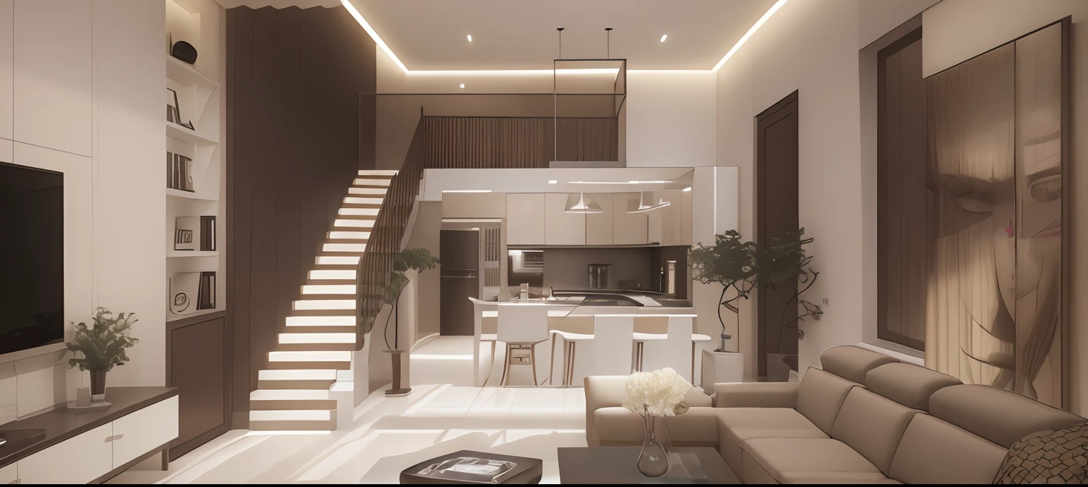 there is a living room with a couch, coffee table, and a television, stuning 3 d render, well lit 3 d render, 3d rendering, 3 d rendering, apartment design, professional 3d render, high quality 3d render, high quality 3 d render, cg rendering, professional render, luxury condo interior, inside a modern apartment, modern interior design