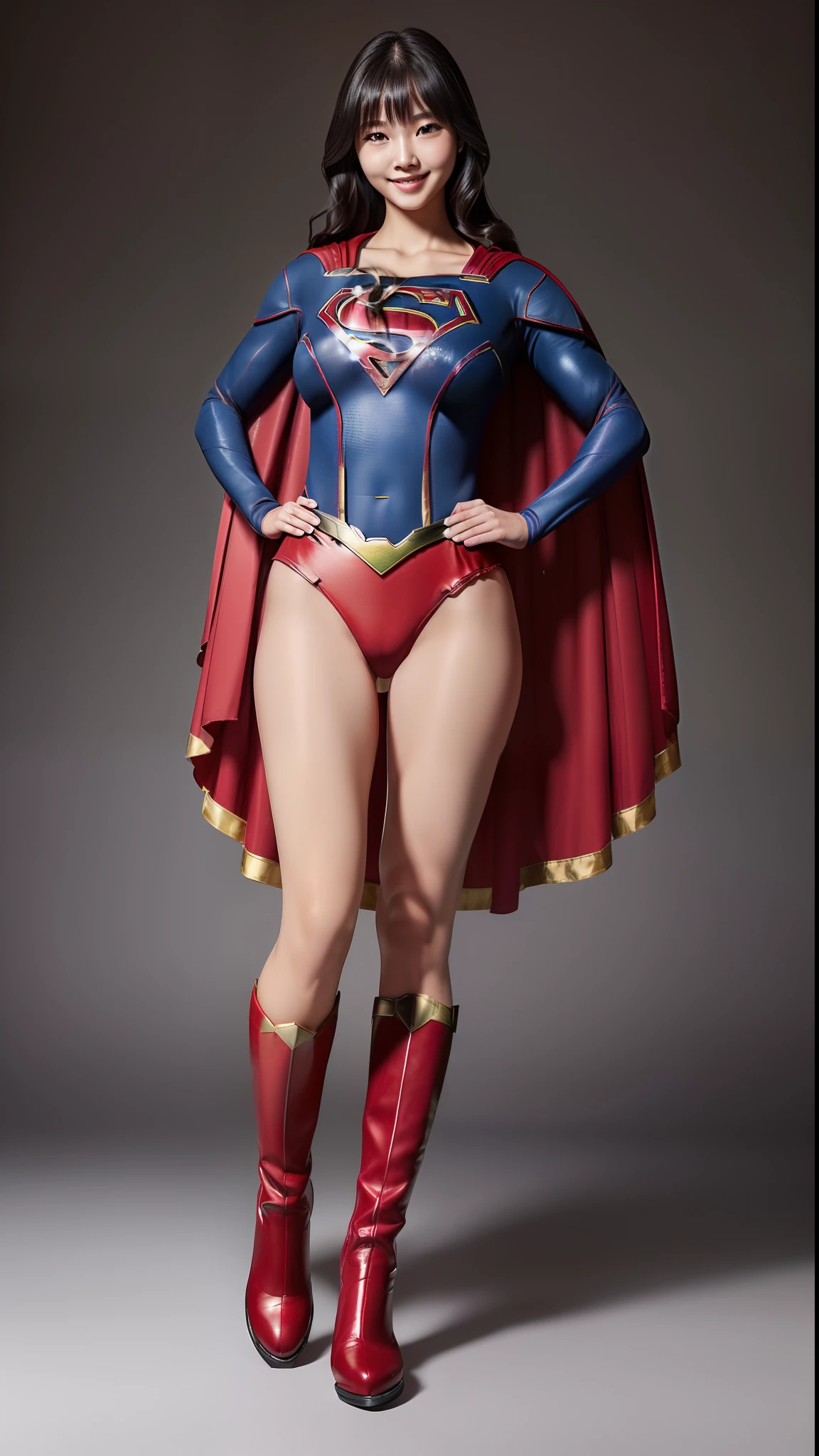 No background、(((Beautiful legs in black tights.)))、(((Legally express the beauty of your smile)))、((((Make the most of your original images)))、(((体にぴったりフィットするSupergirl Costume)))、(((Supergirl Costume)))、(((Beautiful hair with twin tails)))、(((suffering)))、(((Please wear black tights....、Wear red boots)))、((Best image quality、8k))、((Highest quality、8k、masterpiece:1.3))、(((Preserve background )))、Sharp focus:1.2、Beautiful woman with perfect figure:1.4、Slim Abs:1.2、Wet body:1.5、Highly detailed face and skin texture、8k