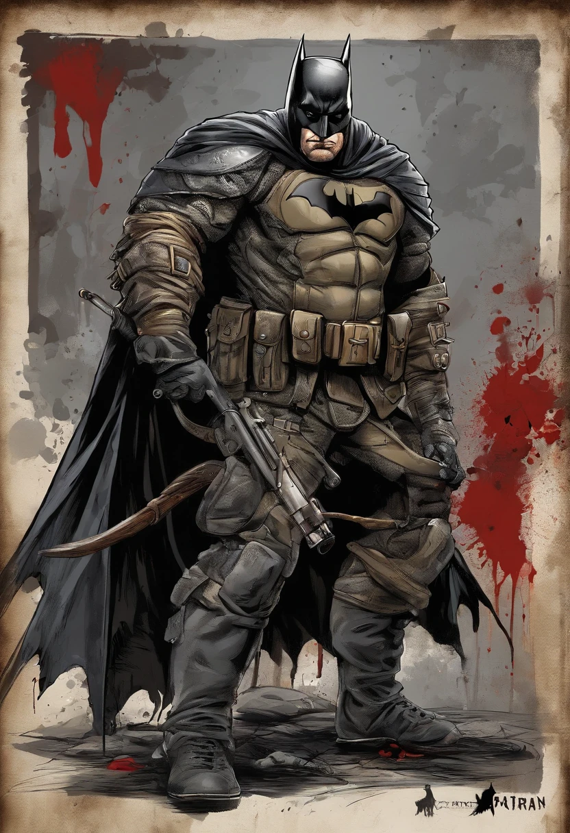 On the battlefield of the smoke of guns，Um Policial com o rosto de caveira sinistra, com um sorriso torcido，With two daggers in his hands，Estilo ninja, Com um rifre de assalt fusil nas costas, Stepping on a psychopathic clown, Several dead clowns on the ground, Ataque nas sombras，Assassinos，ASSASSINATO，arte de splash do personagem，A arte do ASSASSINATO，Credo dos Assassinos. Make sure there is no noise and that the lines are thick and sharp like contour art, (((pose interagindo e se apoiando [em uma objeto|em algo no ambiente]))), foco em um quadro vertical da imagem."((corpo inteiro):1.5). 16k, UHD, best possible quality, ((best possible detail):1), best possible resolution, Motor Unreal 5, fotografia profissional, ((Batman)), perfeito_Hands, (perfeito:1.2)