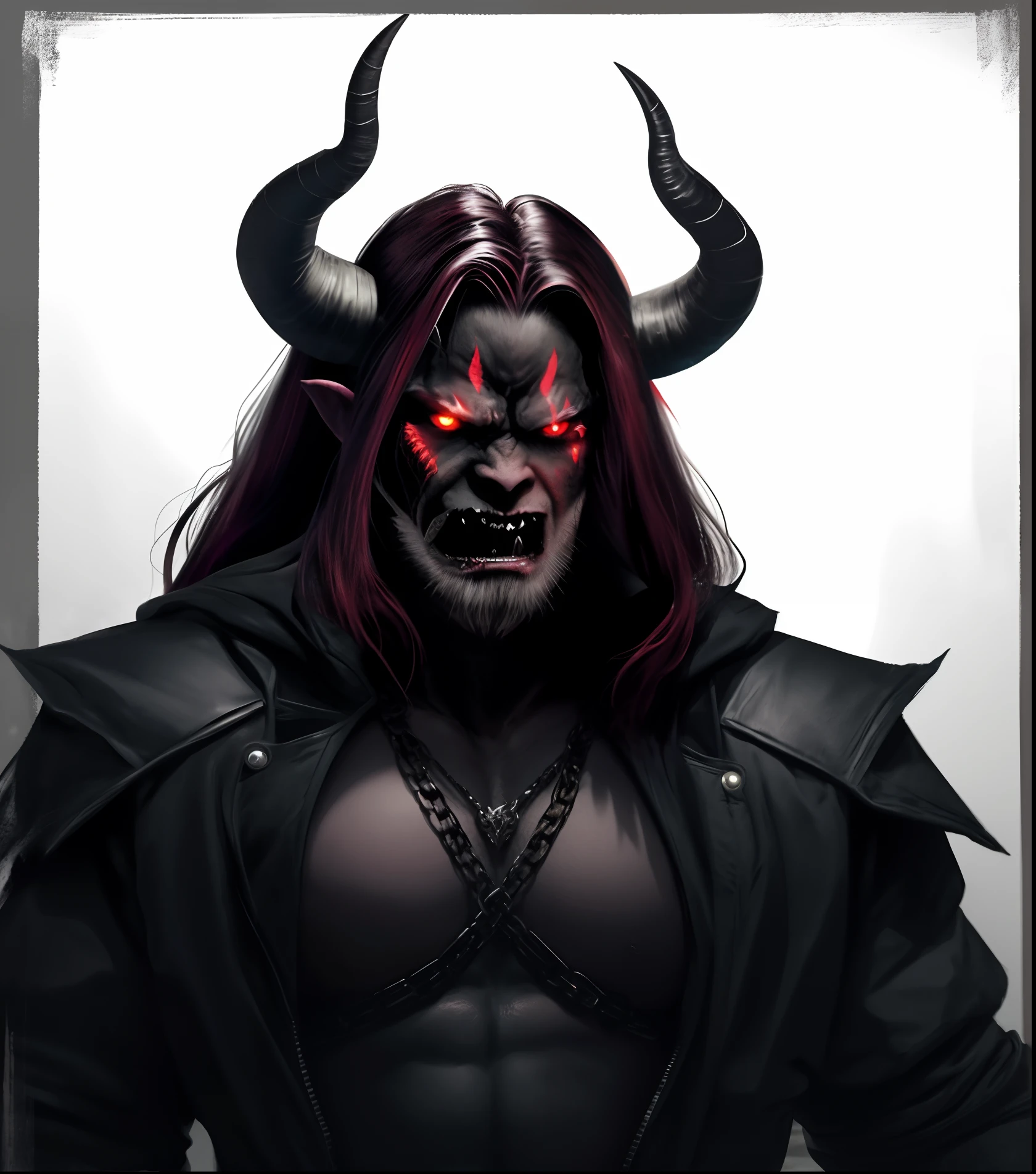A close up of a person with a demon face and horns - SeaArt AI