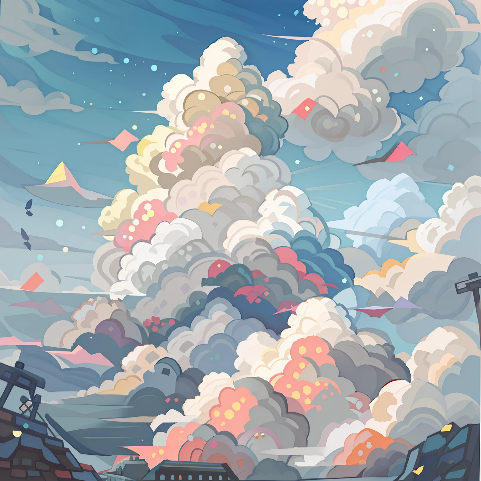 Super beautiful sky,oil painted,ancient wind