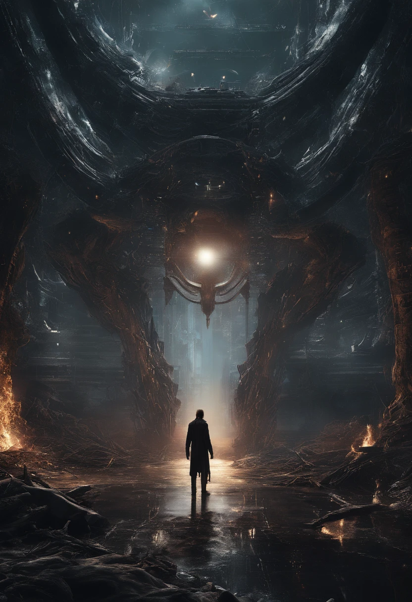 Fallen Angels of the Universe, glowing light eyes, biomechanical, eery, creepy, nightmarish, Very bright colors, light Particle, with light glowing, Musif, Wallpaper Art, UHD Wallpapers