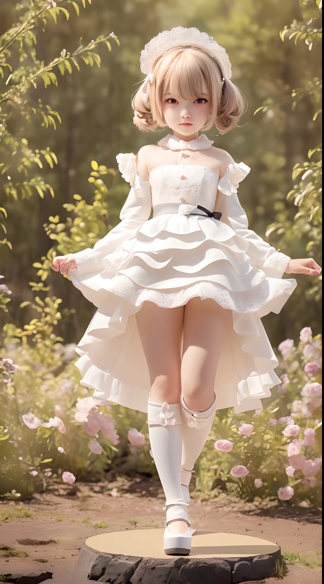 There is a woman in a white dress and hat posing - SeaArt AI