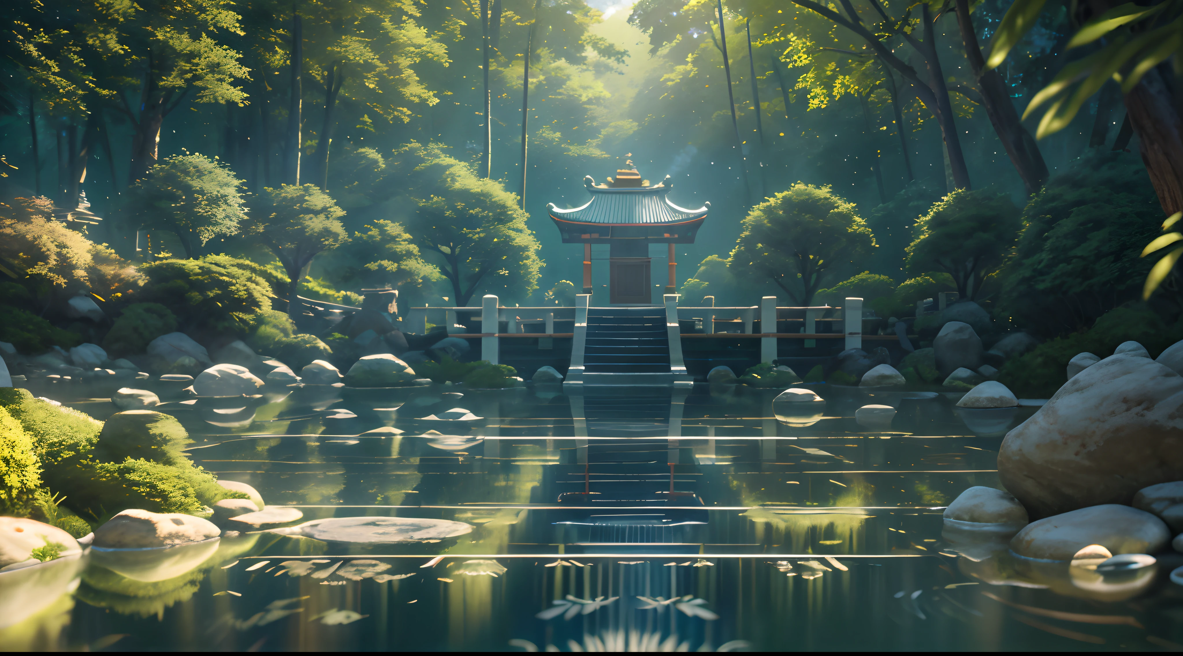 Supersaturation,Highly detailed, high resolution, ray-traced reflection, Dramatic lighting, 8k vibrant colours, Detailed acrylic, intricate complexity, soft natural volumetric cinematic perfect light, Confucius preached to his disciples on a stone platform,In the forest,Best quality at best,best detail