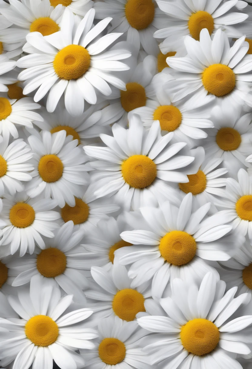 1 daisy illustrated with rich detail in colors, lights and shadows on a completely white background. 4k resolution high quality illustration
