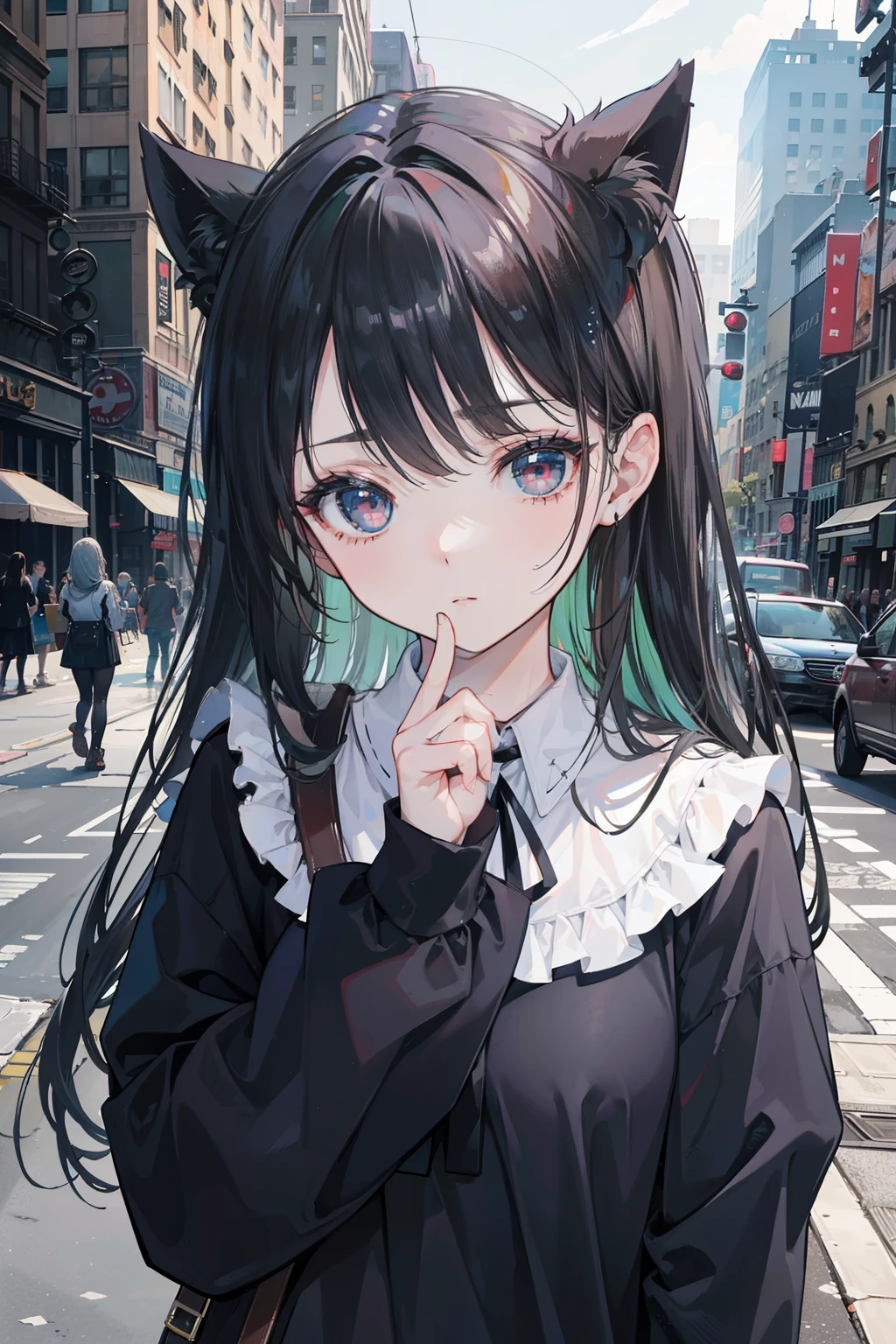 (best qualtiy) (​masterpiece ) face perfect. kawaii & Ominous young beauty in New York City.