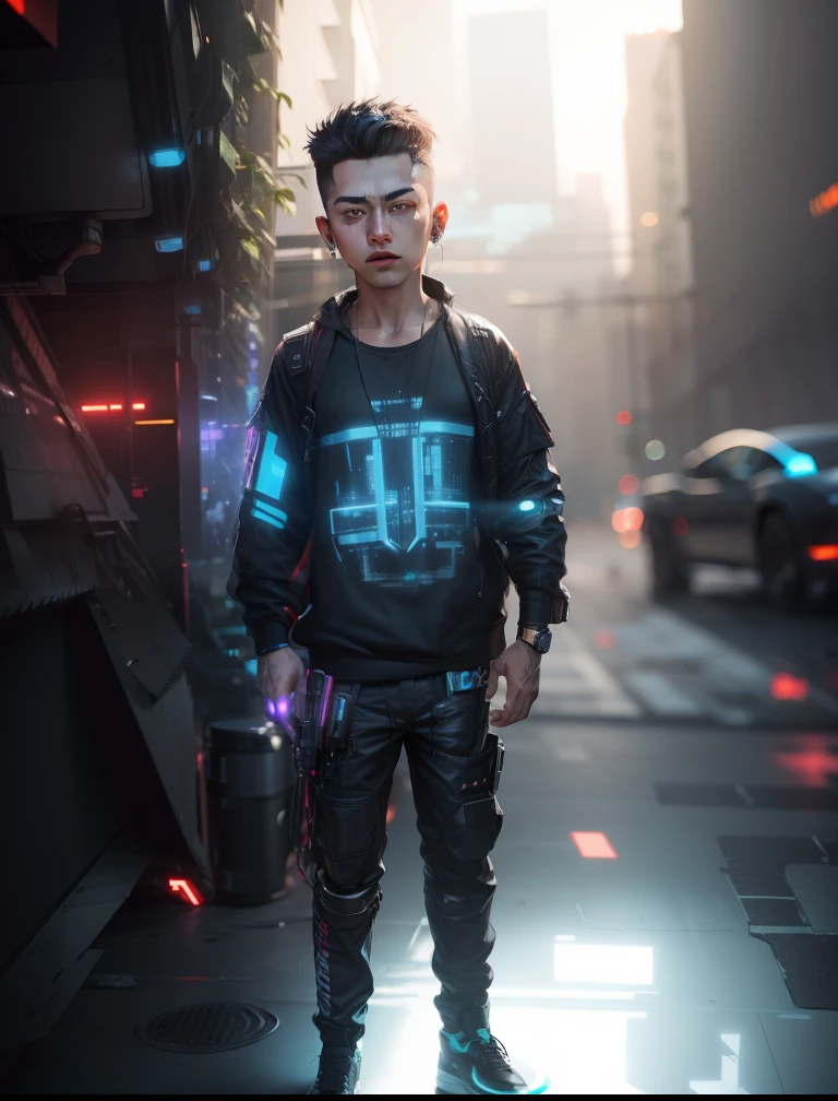 Change background cyberpunk handsome boy, realistic face. 8k, ultra  high quality realistic,