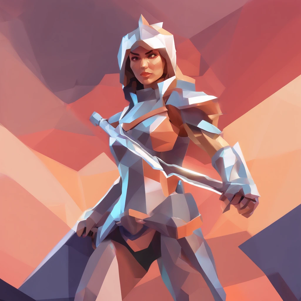 An armored paladin woman kneeling on one knee holding a flaming sword, abstract beauty, Centered, Looking at the camera, Facing the camera, nearing perfection, Dynamic, Highly detailed, smooth, Sharp focus, 8K, high definition resolution, illustration, Art by Ramil Sunga, Casper Konefal, Nick Thornborrow, and Matt Rhodes