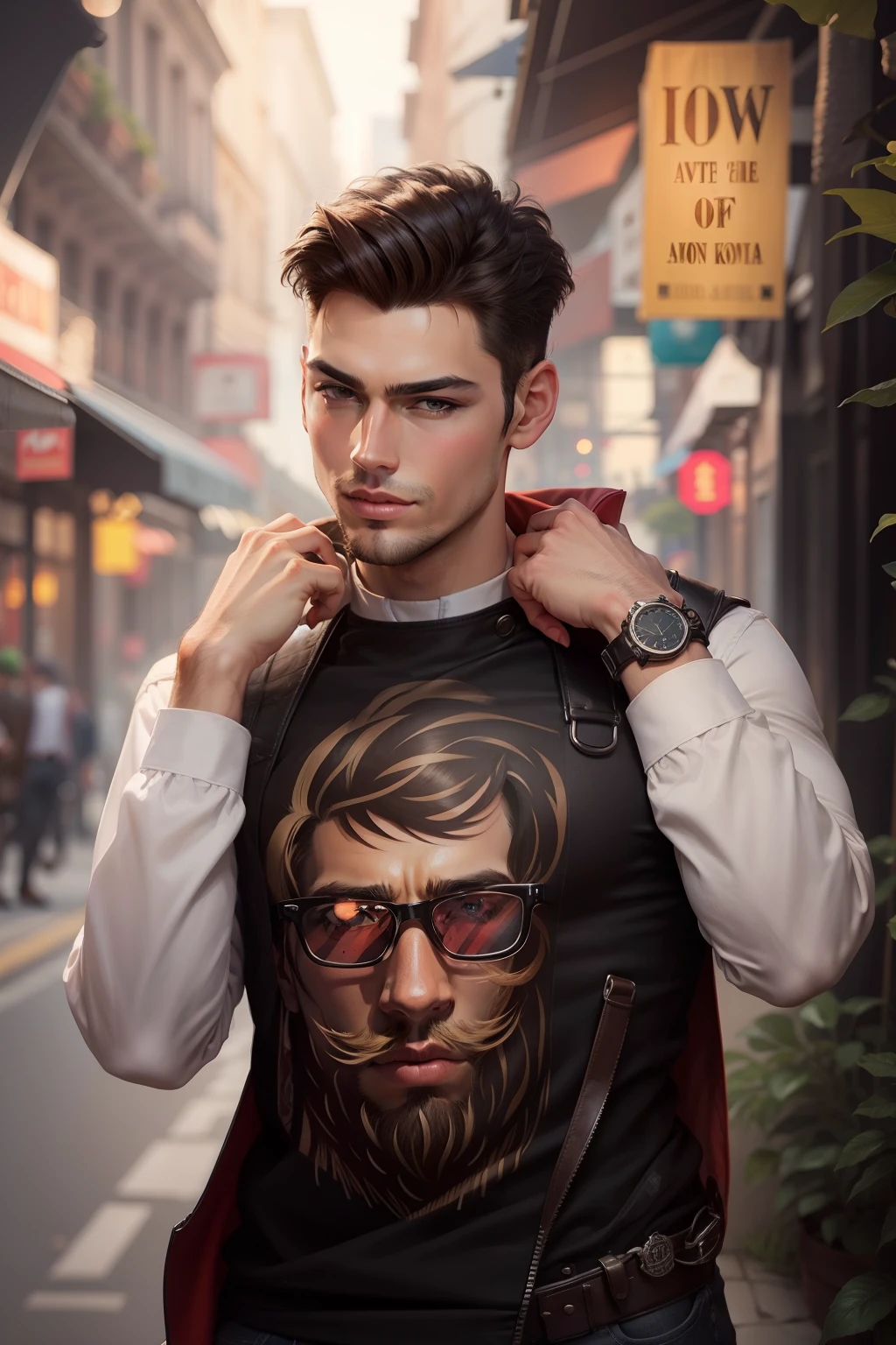 Background change handsome boy and art