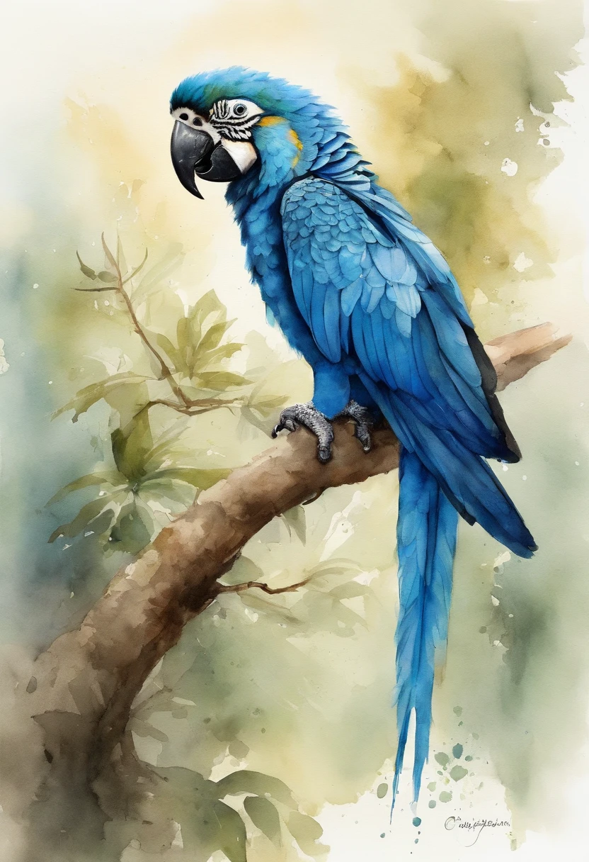 Female blue Spixar macaw/Animated Movies left side branch