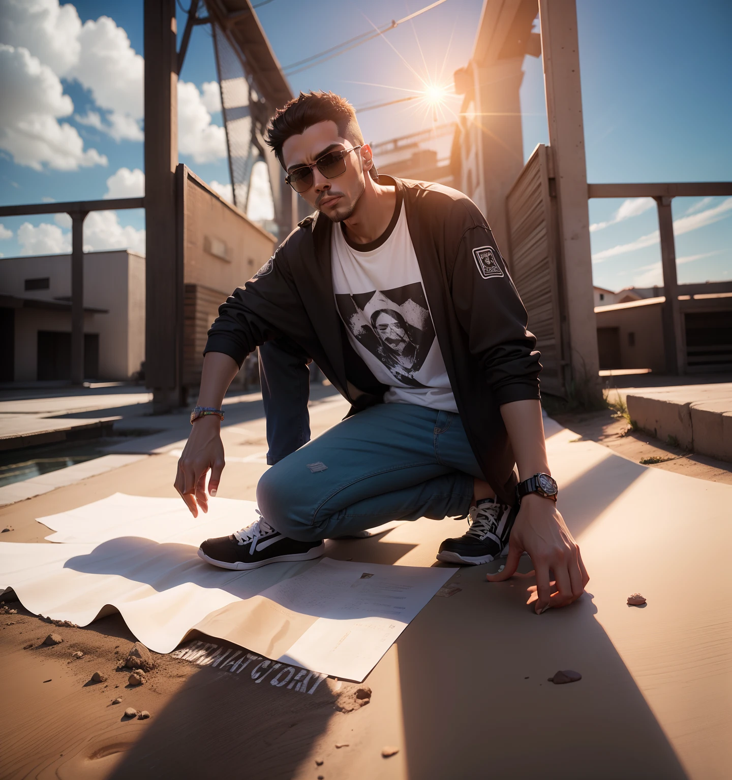Real photo, real face, real sunglass, real t-shirt ,smart, background change,8k