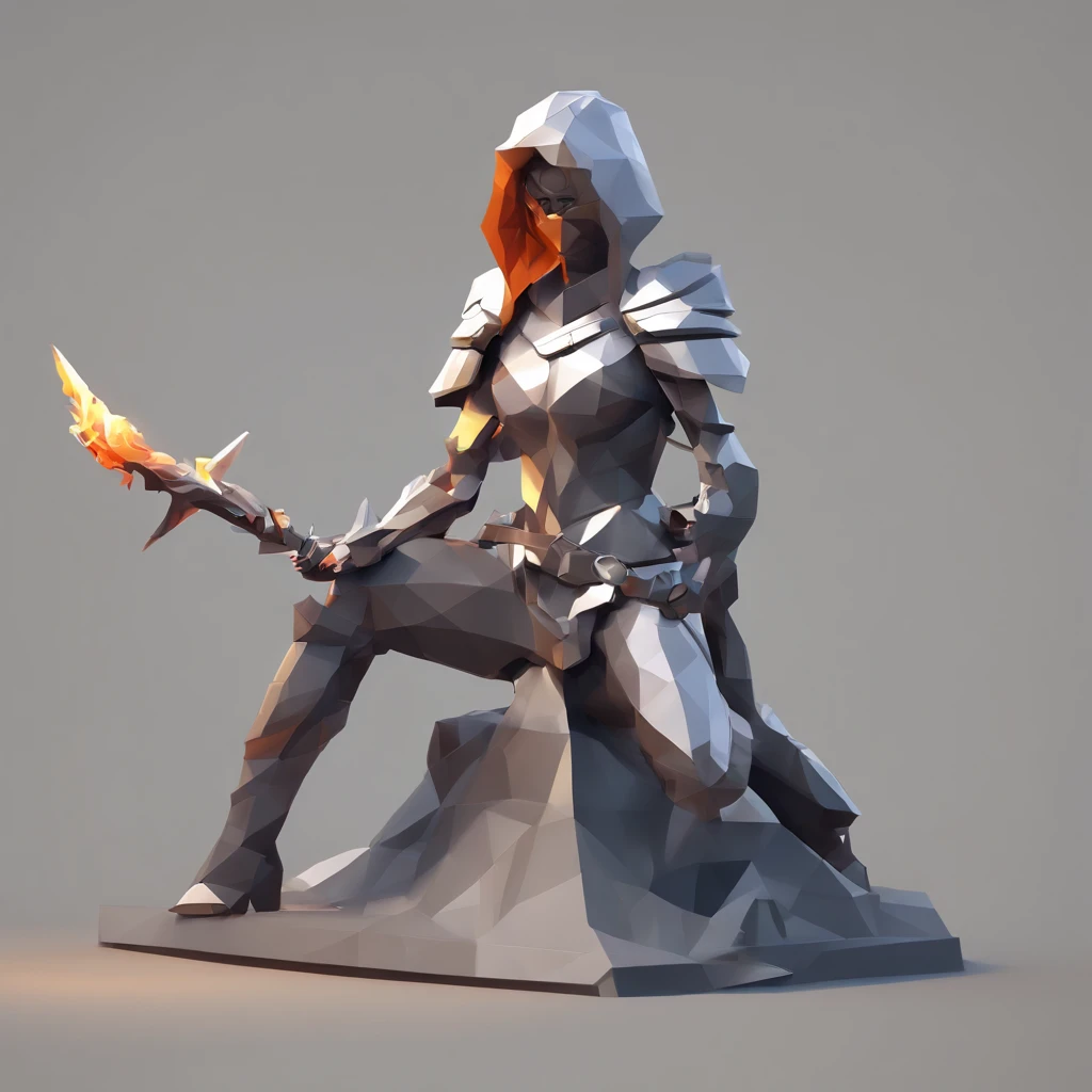 An armored paladin woman kneeling on one knee holding a flaming sword, abstract beauty, Centered, Looking at the camera, Facing the camera, nearing perfection, Dynamic, Highly detailed, smooth, Sharp focus, 8K, high definition resolution, illustration, adobe illustrator, Art by Ramil Sunga, Casper Konefal, Nick Thornborrow, and Matt Rhodes