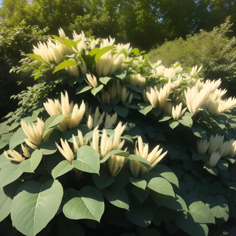 Reynoutria plant bush of flowers 