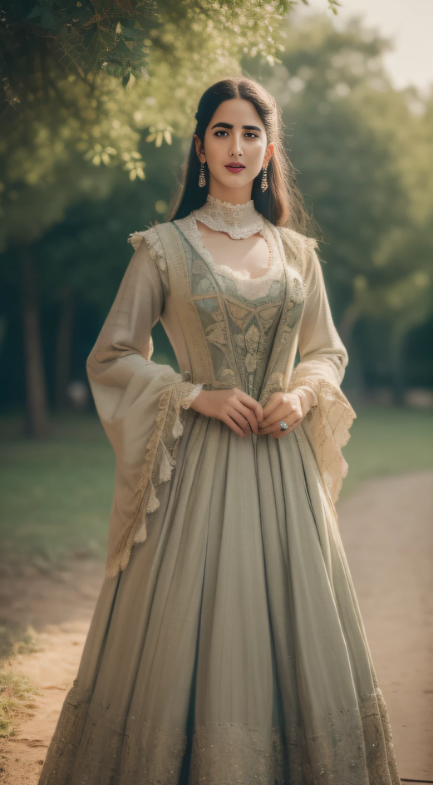 A beautiful woman  ((Katrina kaif:1.2)) in ((intricate Vintage Victorian Outfit)), sharp focus, Nikon Z 85mm, unparalleled masterpiece, ultra-realistic 8k photos, best quality, masterpiece, (photorealistic:1.2), (realistic:1.5), (hyperrealistic:1.2),(realistic human skin:1.6), (detailed clothes features), (High Quality: 1.2), Raw photo, (Perfect body shape), Uniform, Unobtrusive,