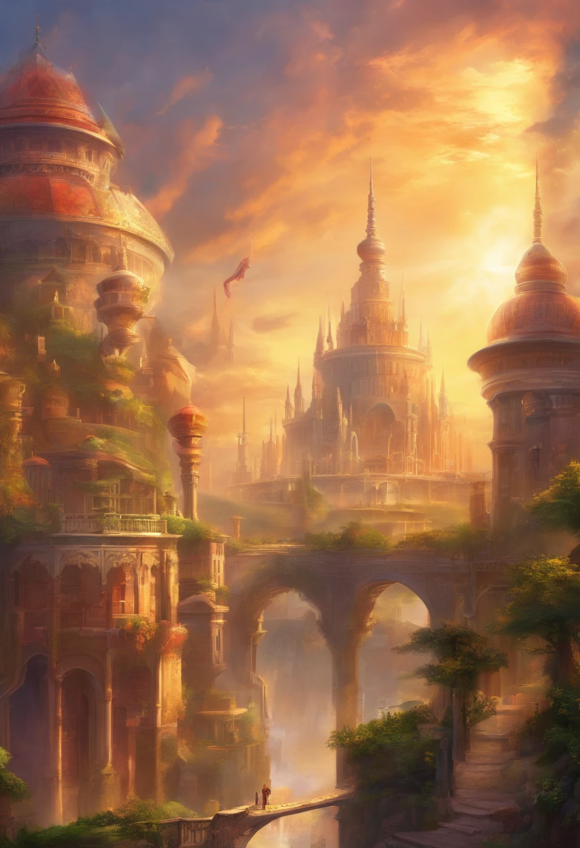 sidon style, city of progress, futuristic city, utopian world, bright colors, prosperous buildings, high-class clothing and architectural designs, luxurious constructions, utopian future, highly detailed, hdr, perfect and impressive progressive architecture, flawless world, reflective surfaces, subsurface scattering, spotless buildings, beyond imagination, 8K, global illumination, wide angle, god rays, dream world