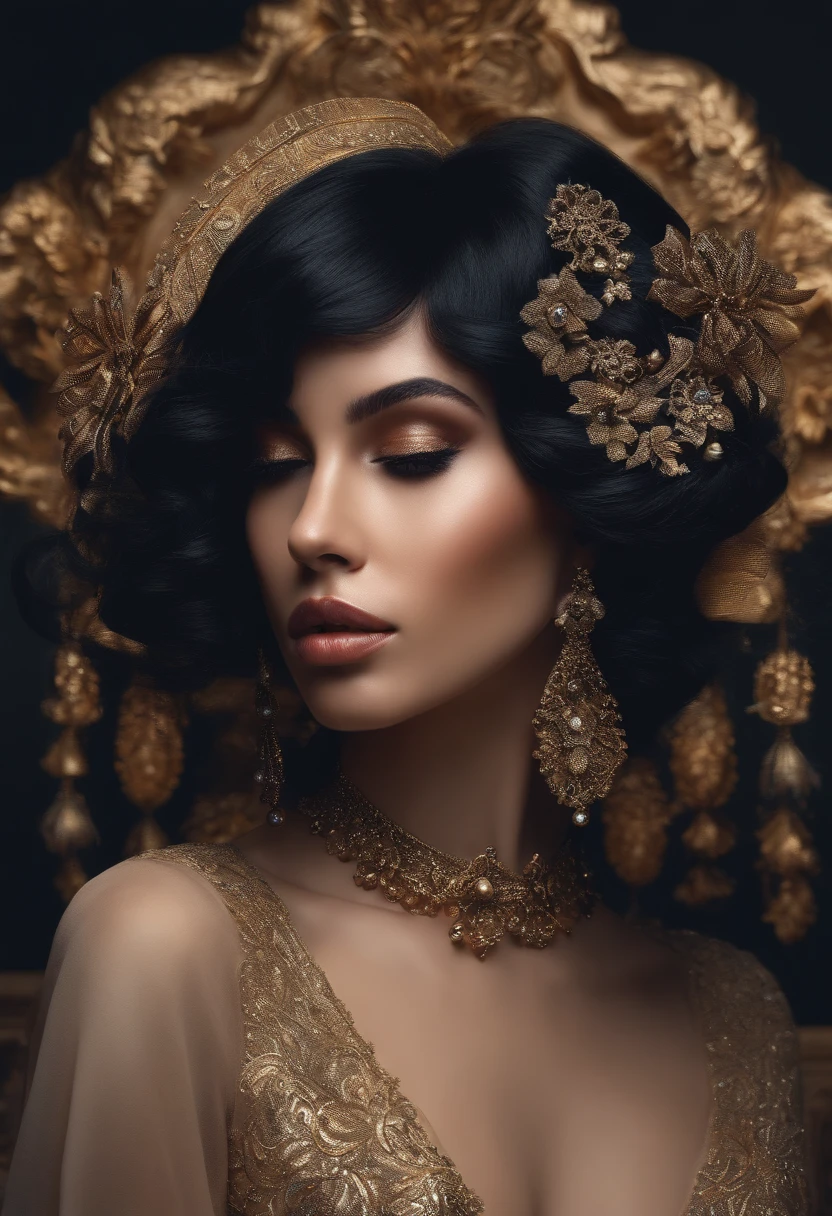 black hair, Surrealism, 8k, super detail