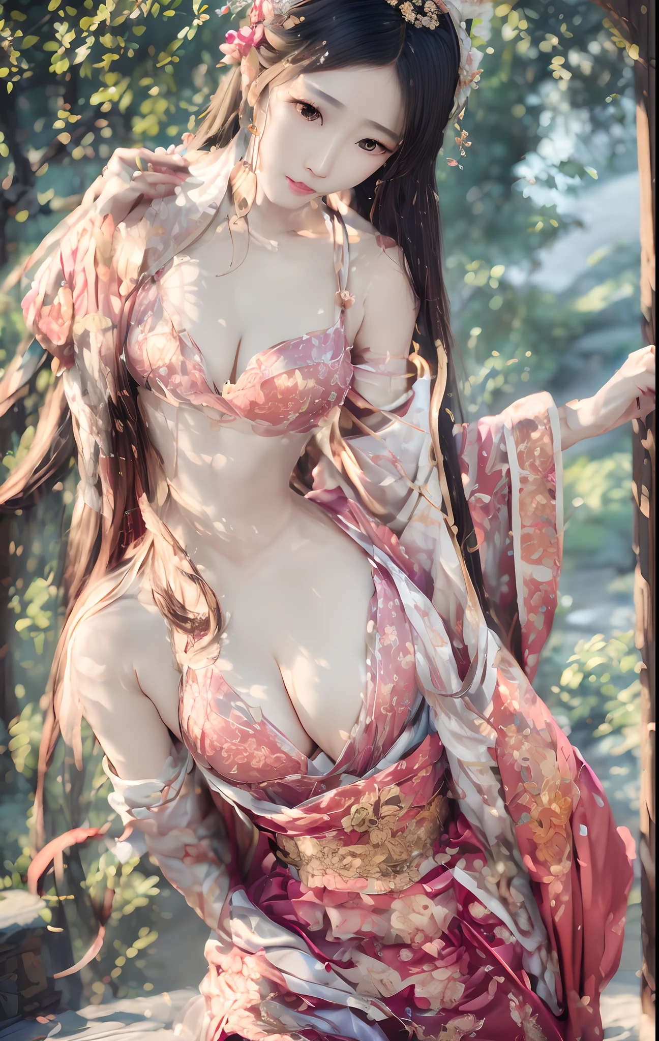 (day:1.8),in summer,onsen,(nature:1.9),1girl,very long hair,grin,sexy,unaligned breasts, dynamic angle,dynamic pose,outdoors,chinese style architecture,
(raw photo:1.2), (photorealistic:1.4), absurdres, incredibly absurdres, huge filesize , ultra-detailed, highres, extremely detailed,best quality ,masterpiece, illustration, an extremely delicate and beautiful, extremely detailed ,CG ,unity ,8k wallpaper, Amazing, finely detail, masterpiece,best quality, pureerosface_v1,ulzzang-6500-v1.1,