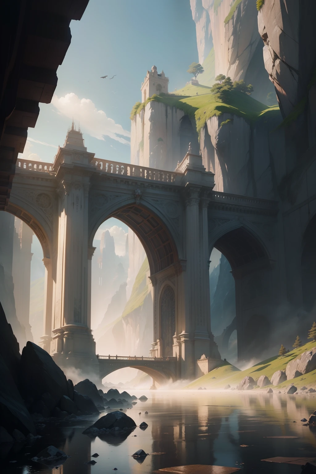 bridge between the worlds, magnificent, close up, details, sharp focus, elegant, highly detailed, illustration, intricate, beautiful, Trending artstation, pixiv, digital Art, by Jordan Grimmer and greg rutkowski, WLOP, Studio Ghibli,  best shadow, sharp, sharp picture, detailed face, detailed eyes, detailed hair, detailed, extremely detailed, great resolution, 8k, 4k, uhd, ray tracing, beautiful effects