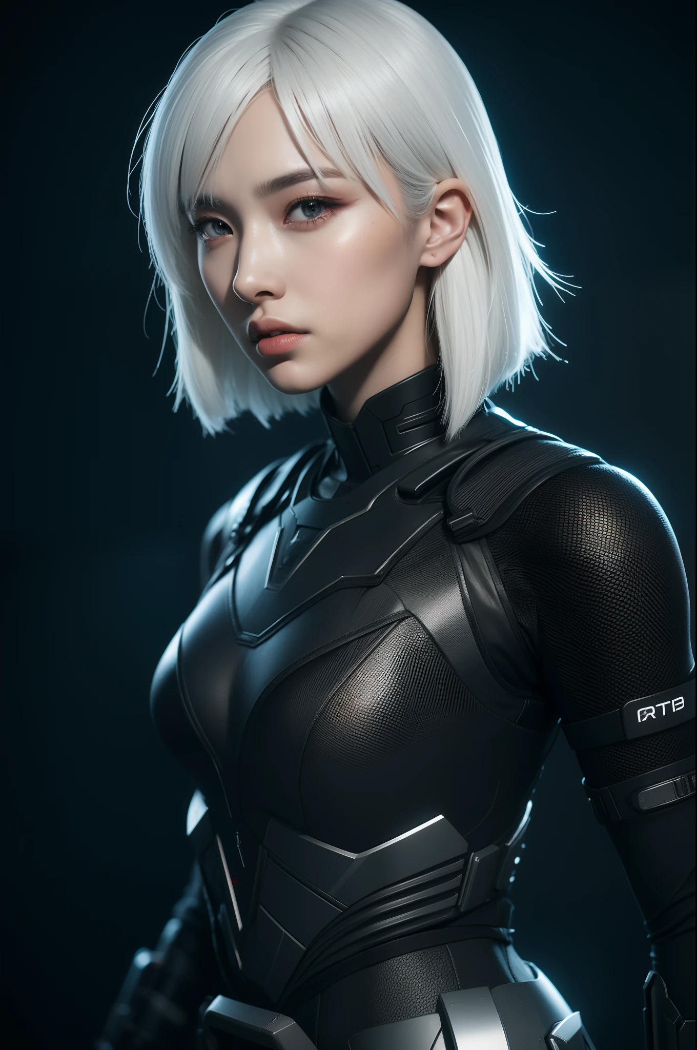 bestquality,highquality,superdetail,texturedskin,detail,awardwinning，3D, A beautiful cyberpunk female image,battledress，white haired，hdr（HighDynamicRange）,Ray traching,NVIDIA RTX,Hyper-Resolution,Unreal 5,Subsurface scattering、PBR Texture、post-proces、Anisotropy Filtering、depth of fields、maximum definition and sharpness、Many-Layer Textures、Albedo e mapas Speculares、Surface coloring、Accurate simulation octane rendering of light-material interactions、Two-colored light、largeaperture、Low ISO、White balance、the rule of thirds、8K raw data、blackstockings